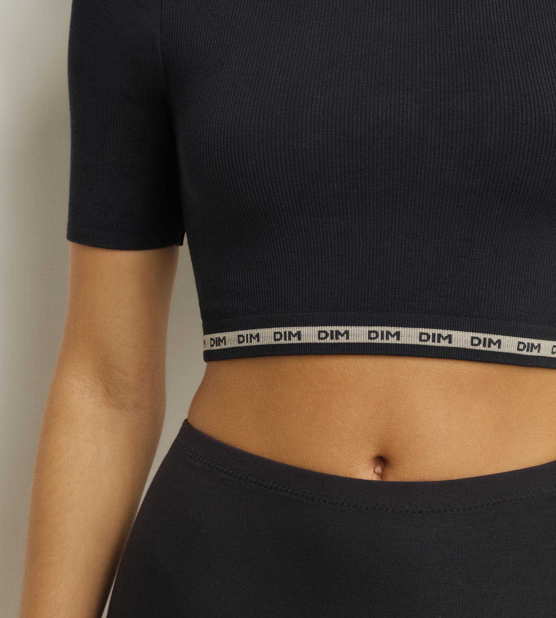 DIM Top donna in microfibra a coste senza cuciture Nero DIM Icons Seamless