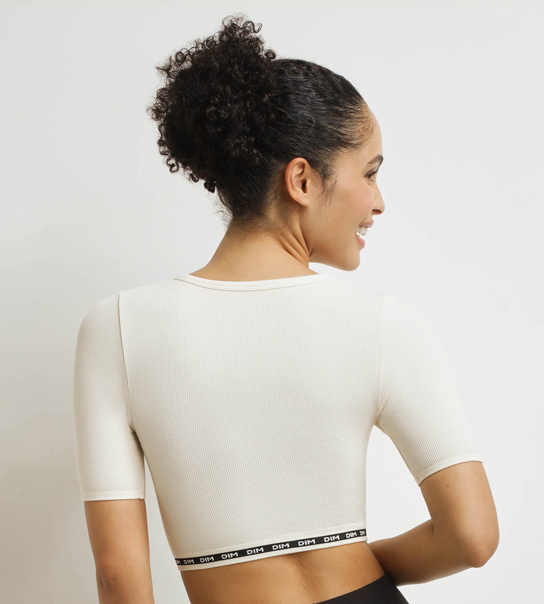 DIM Top in microfibra a coste beige da donna senza cuciture DIM Icons
