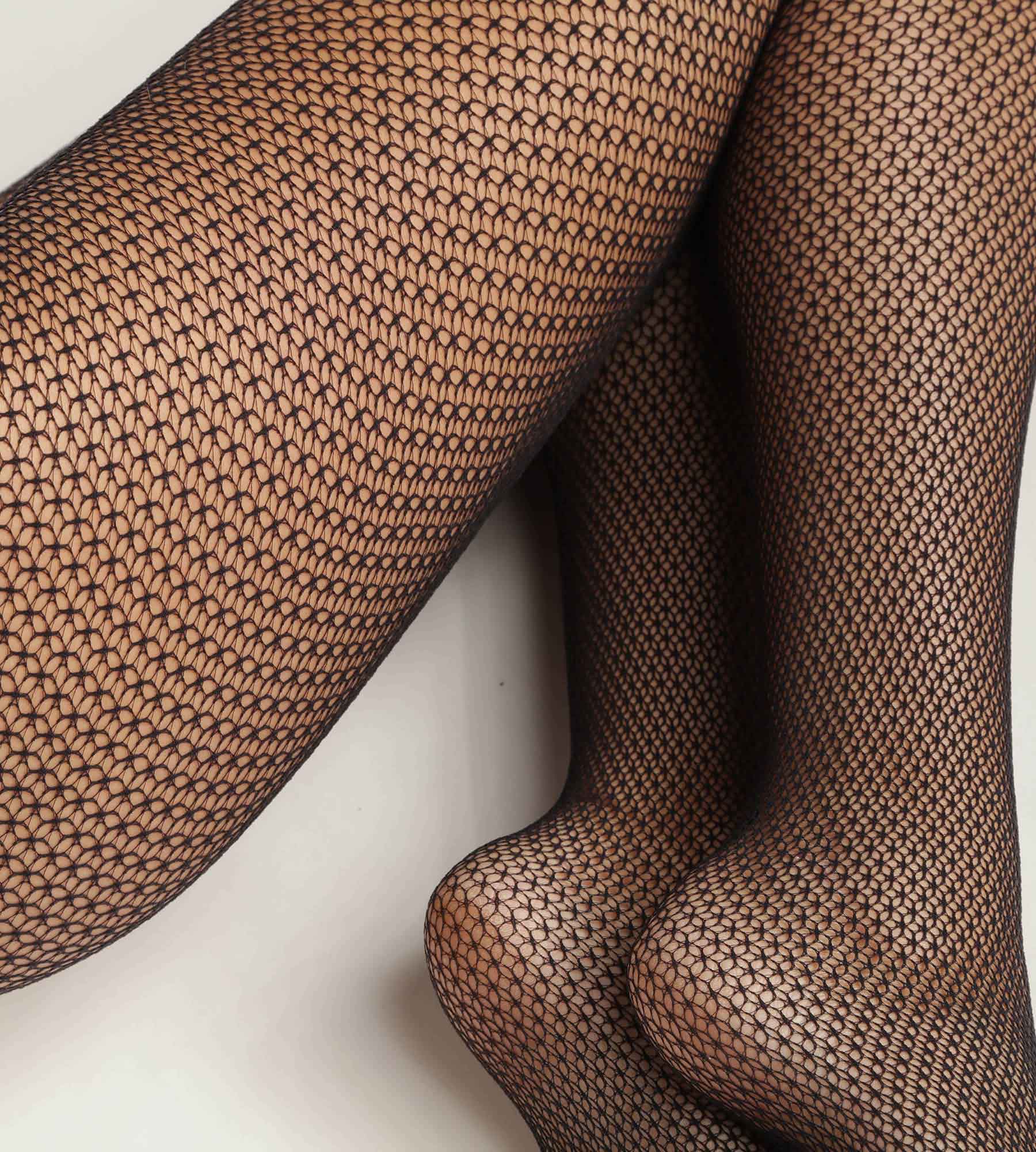 DIM Collant donna in pizzo geometrico Nero Dim Style