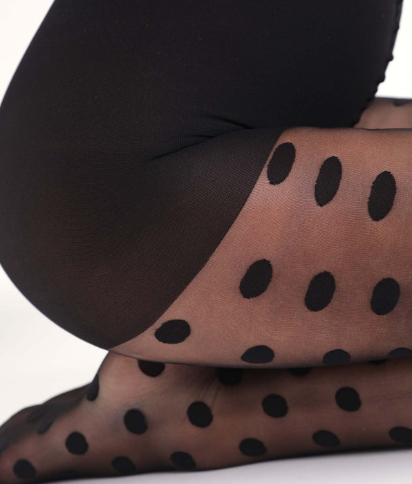 DIM Collant donna trasparente a pois grandi Nero Dim Style