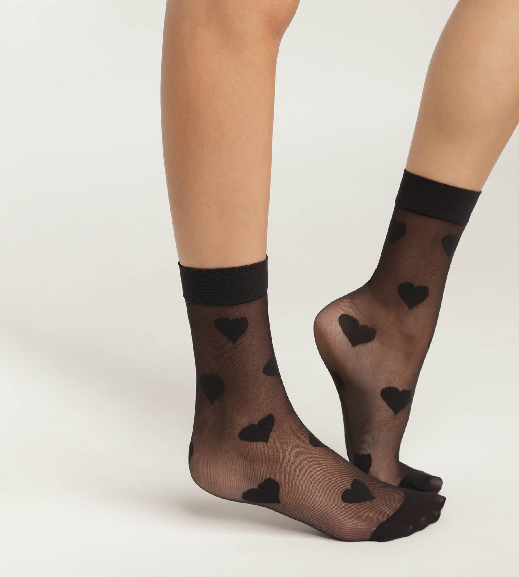 DIM Fantasmini donna in voile trasparente, nero, motivo cuore Dim Style