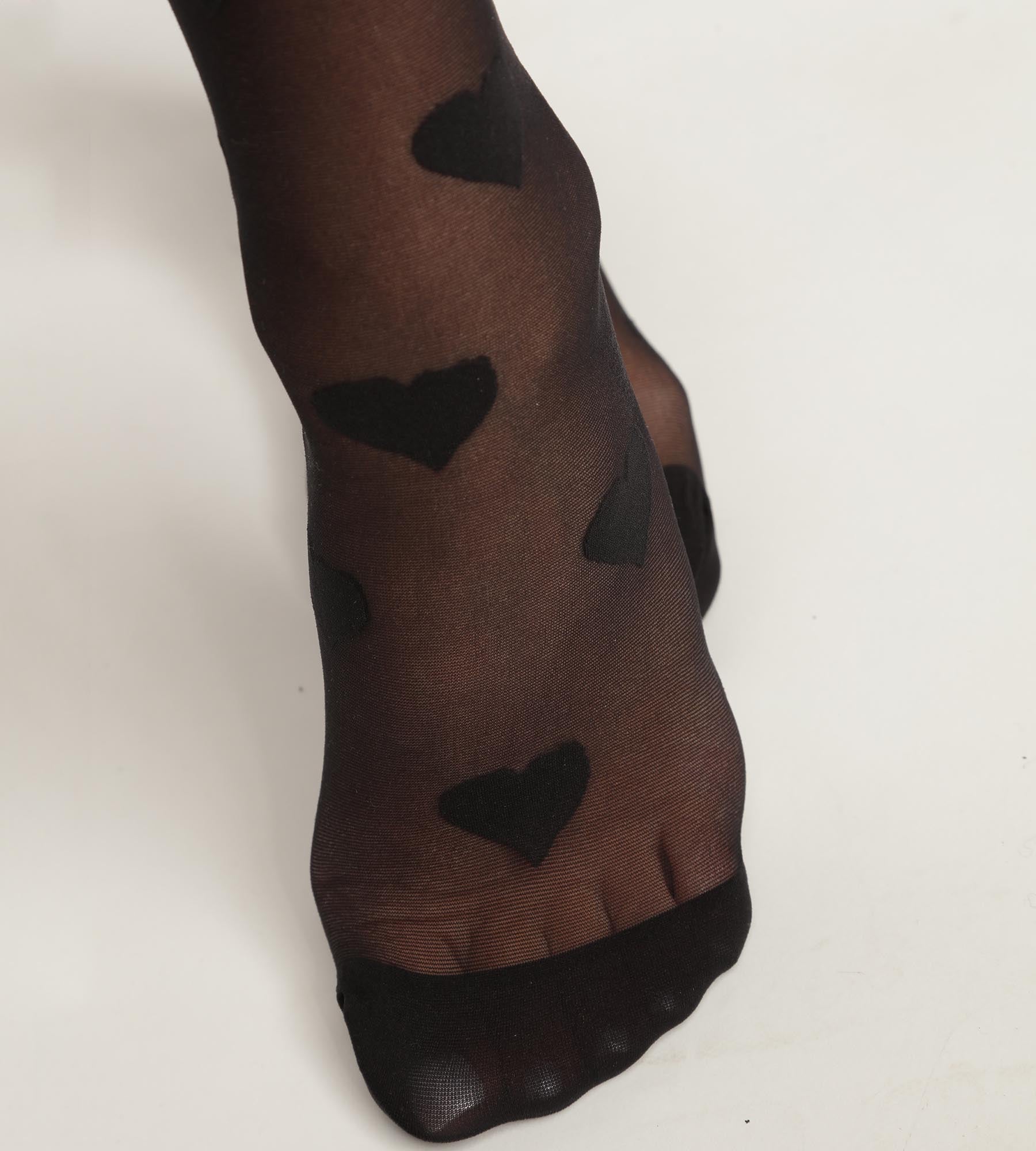DIM Fantasmini donna in voile trasparente, nero, motivo cuore Dim Style