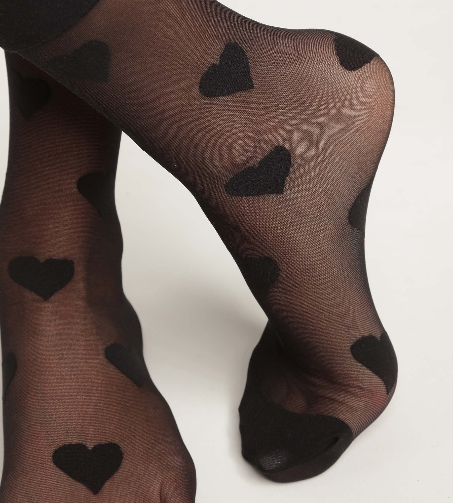 DIM Fantasmini donna in voile trasparente, nero, motivo cuore Dim Style