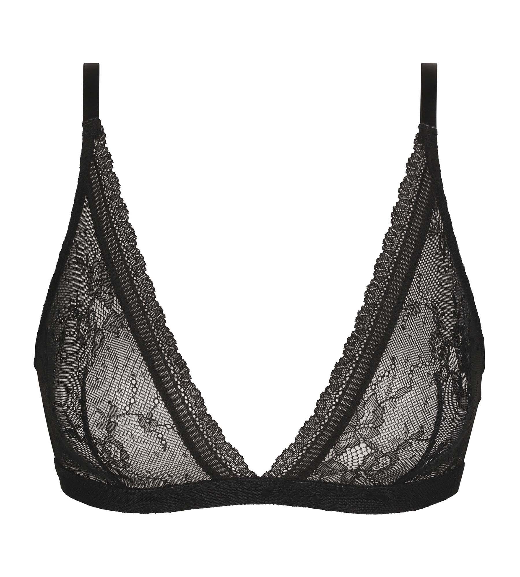 DIM Reggiseno a triangolo senza ferretto con pizzo floreale Nero Dim Romance