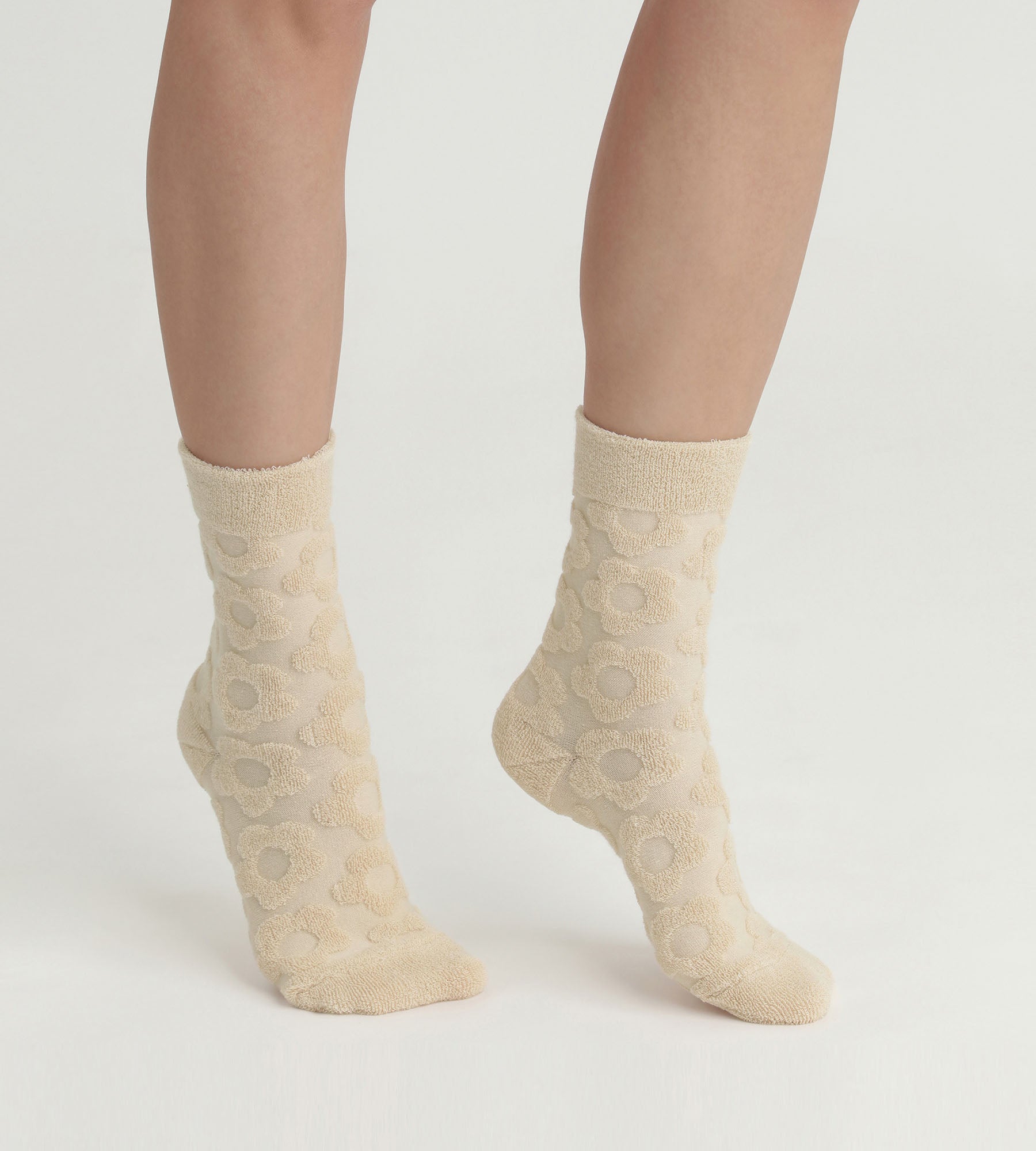 DIM Calze da donna in spugna floreale crema DIM Mod