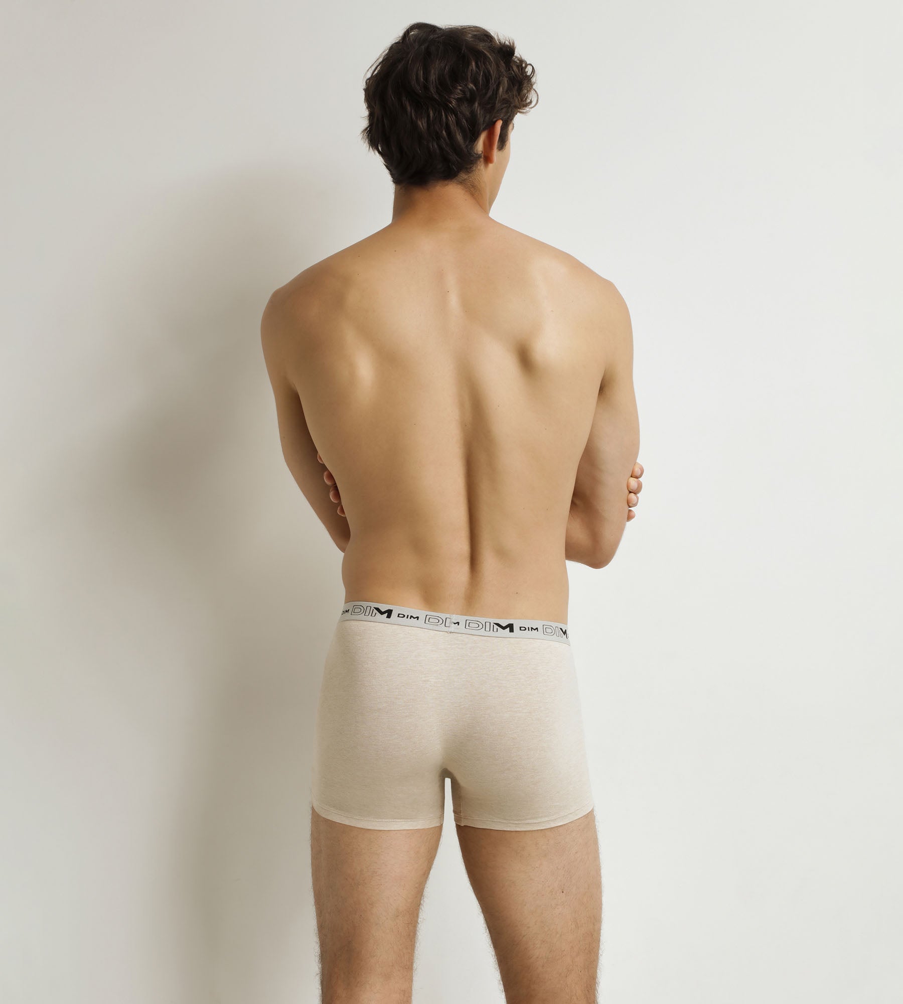 DIM Pacco da 3 boxer da uomo Beige Blu Khaki in cotone organico elasticizzato.