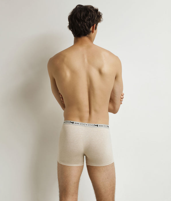 DIM Pacco da 3 boxer da uomo Beige Blu Khaki in cotone organico elasticizzato.
