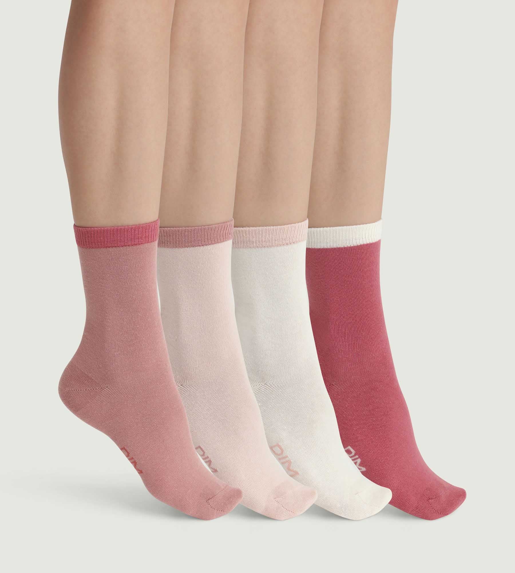 DIM Pacco da 4 paia di calze EcoDim Fashion rosa da donna.