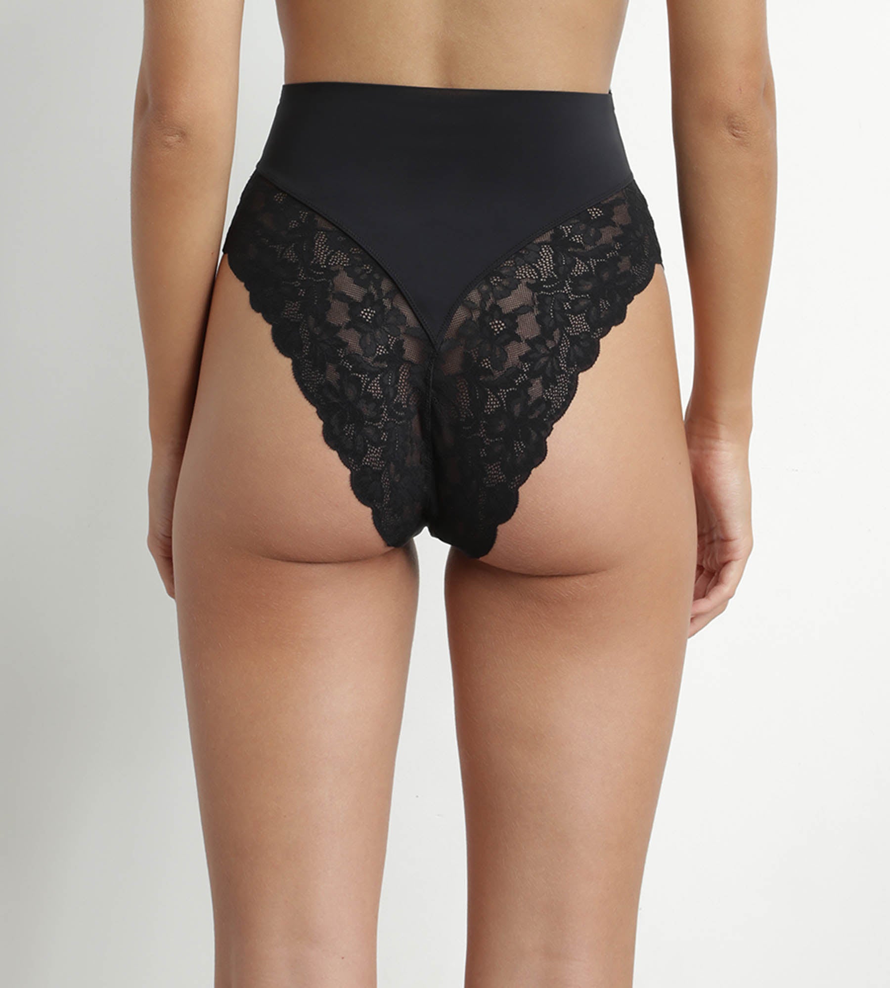 DIM Perizoma modellante a vita alta in microfibra e pizzo nero Dim Silhouette Elegance