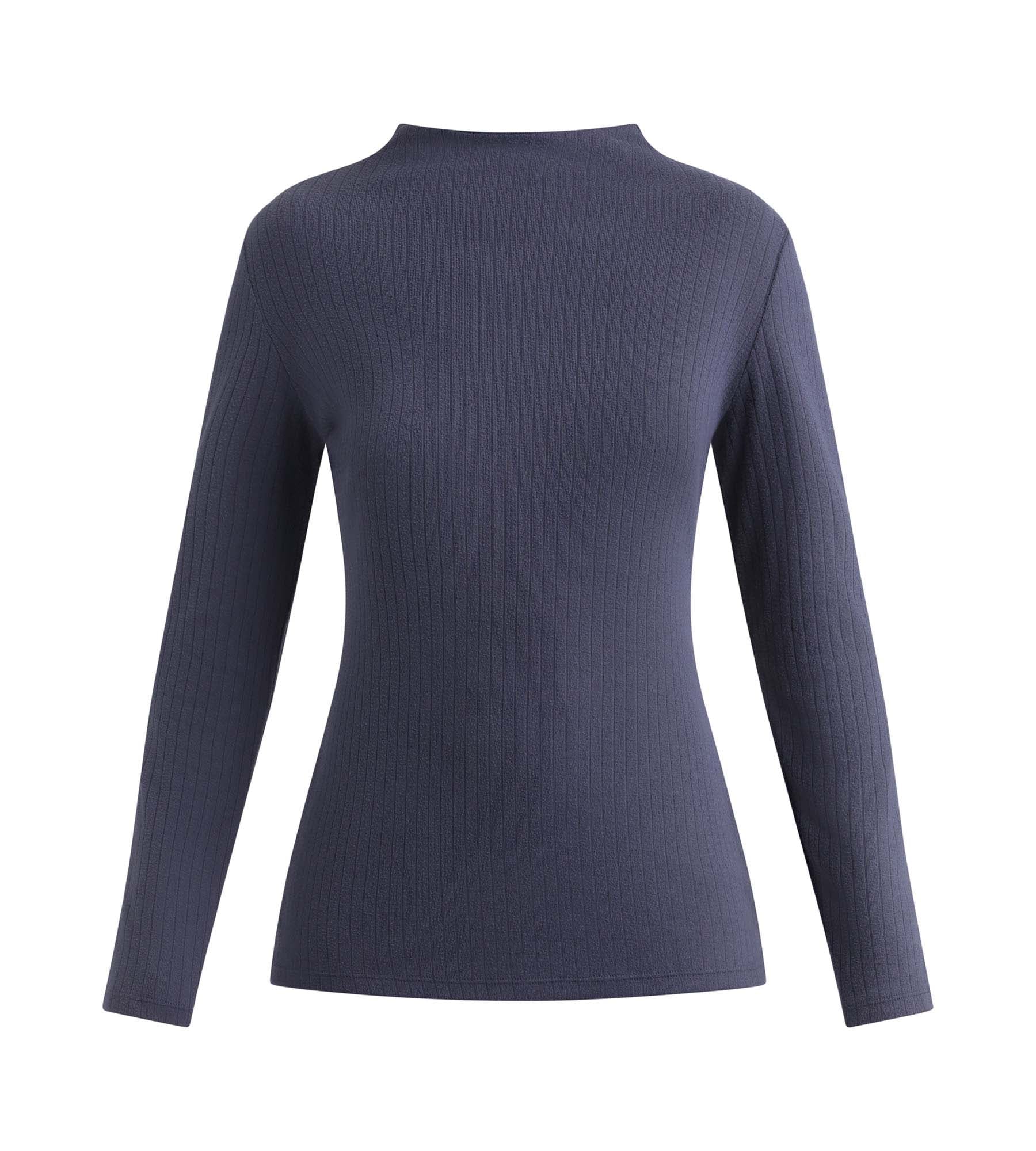 DIM Dim Thermal Donna - Maglietta a collo alto a coste grigia