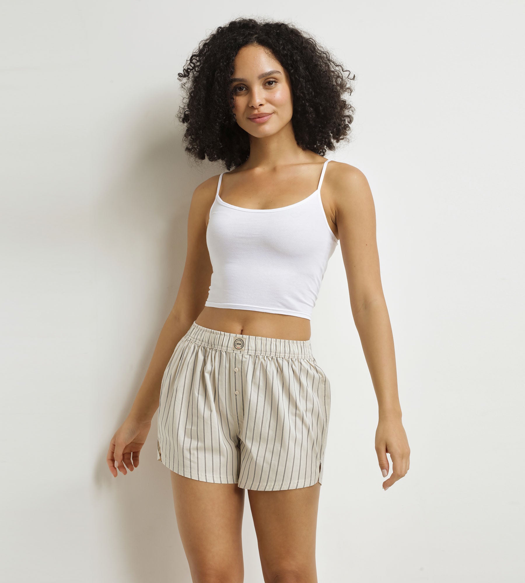 DIM Dim x Inès de La Fressange Boxer larghi a strisce grigie Donna