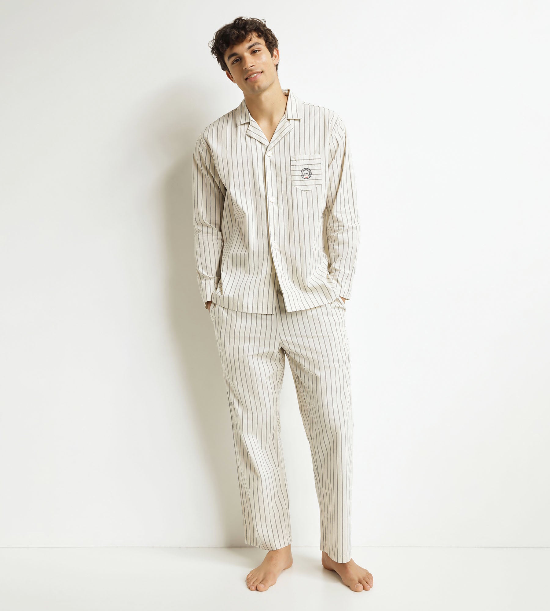 DIM Pantaloni del pigiama da donna a righe grigie Dim x Inès de La Fressange