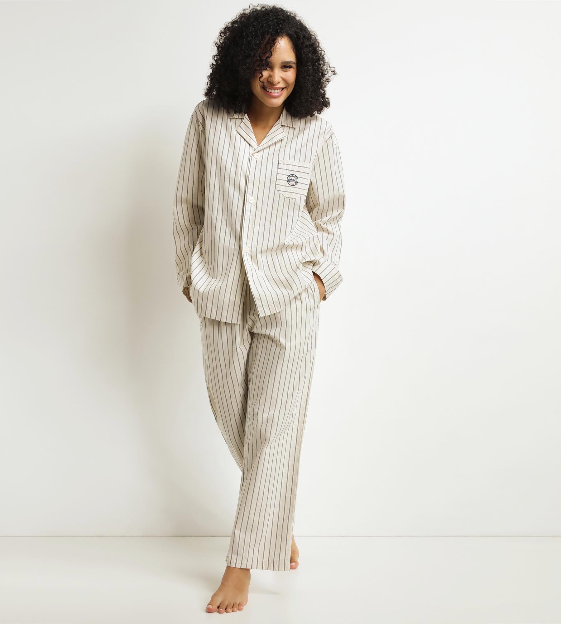 DIM Pantaloni del pigiama da donna a righe grigie Dim x Inès de La Fressange