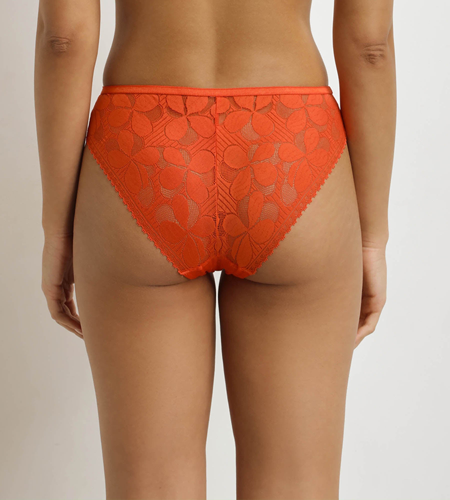 DIM Slip da donna semitrasparente Art Flowers arancione