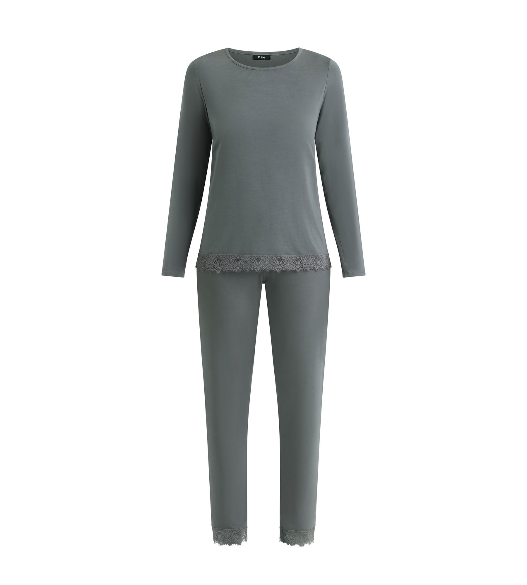 DIM Pantaloni del pigiama da donna Grigio con pizzo Don't Disturb