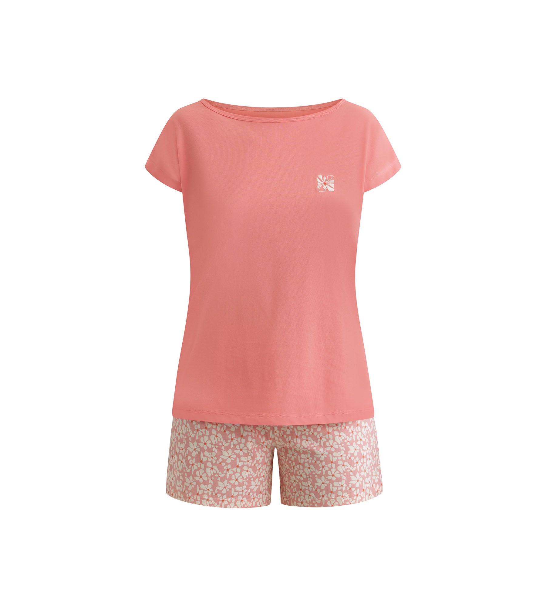DIM Donna set pantaloncini pigiama floreali pesca Don't Disturb