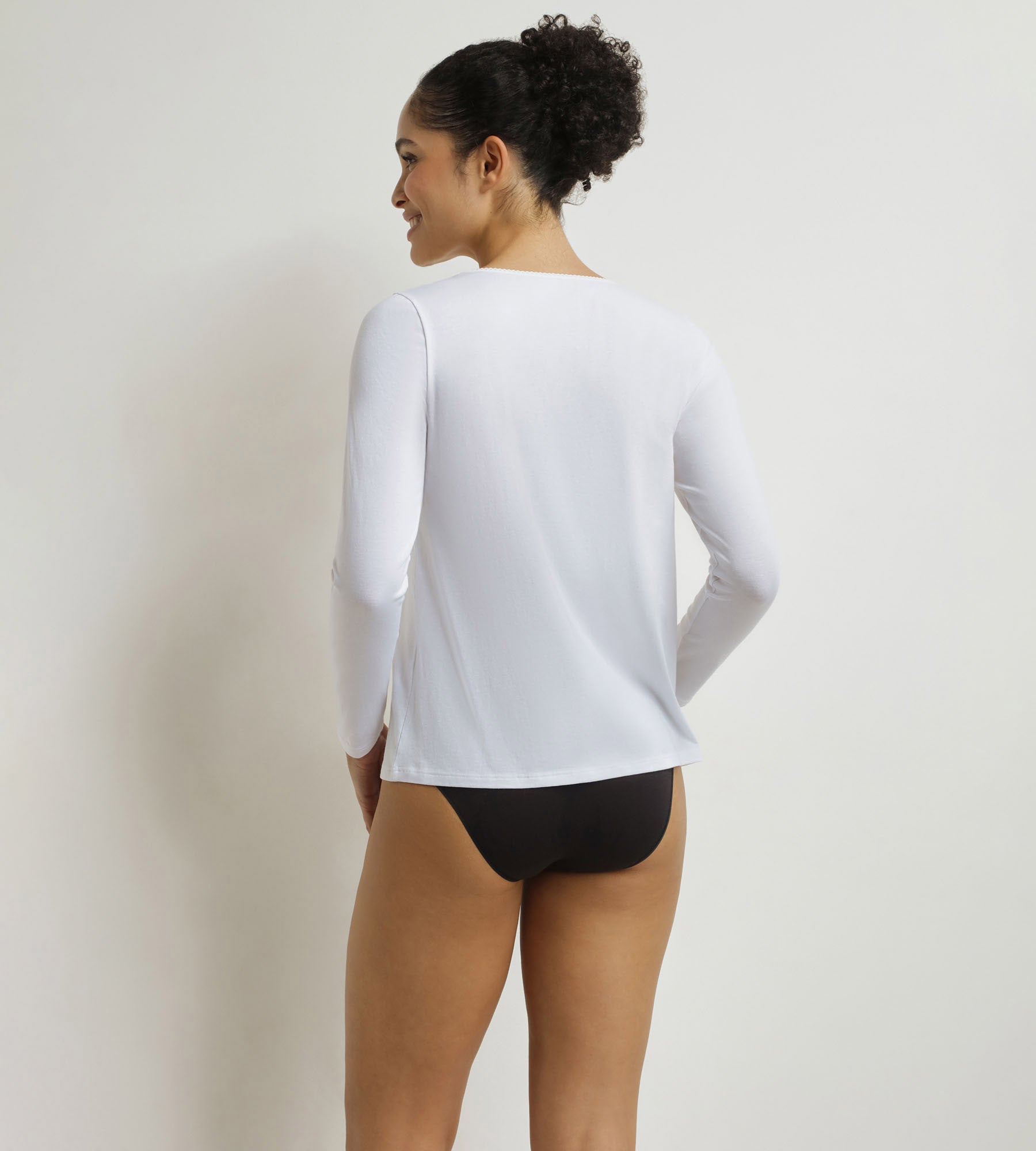 DIM Donna t-shirt a maniche lunghe in cotone Bianco Dim Termico