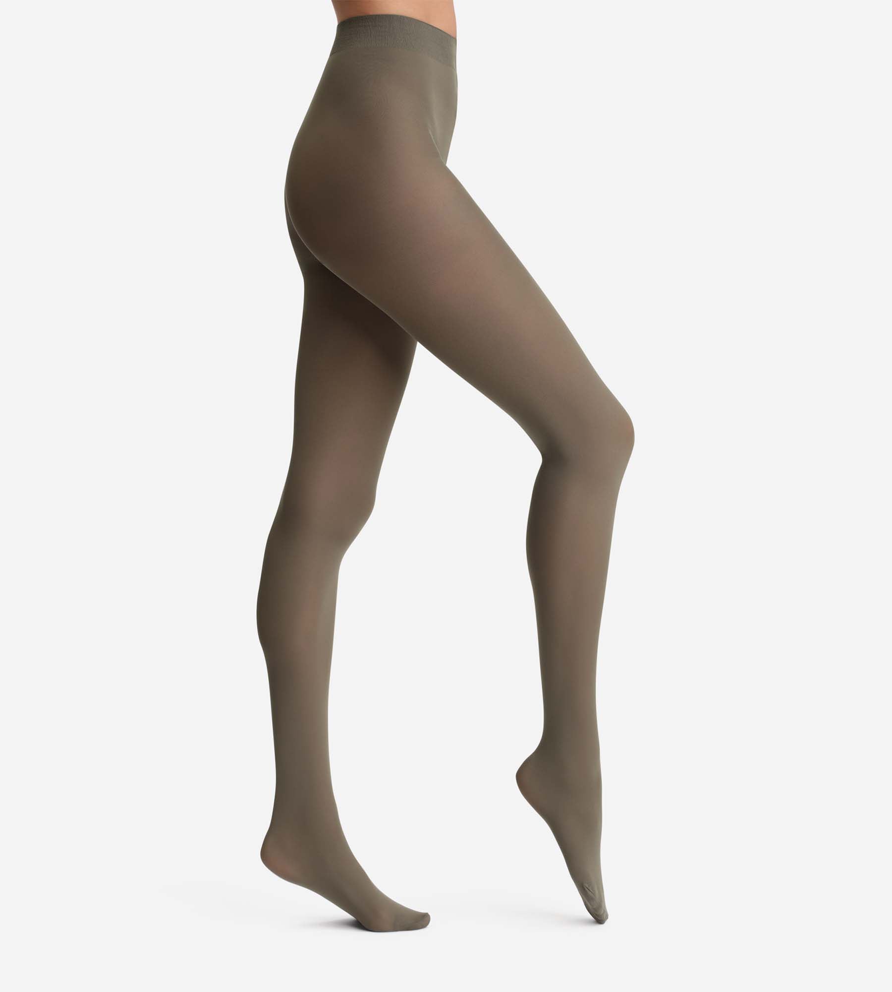 DIM Collant di velluto coprente color kaki Stile 50D