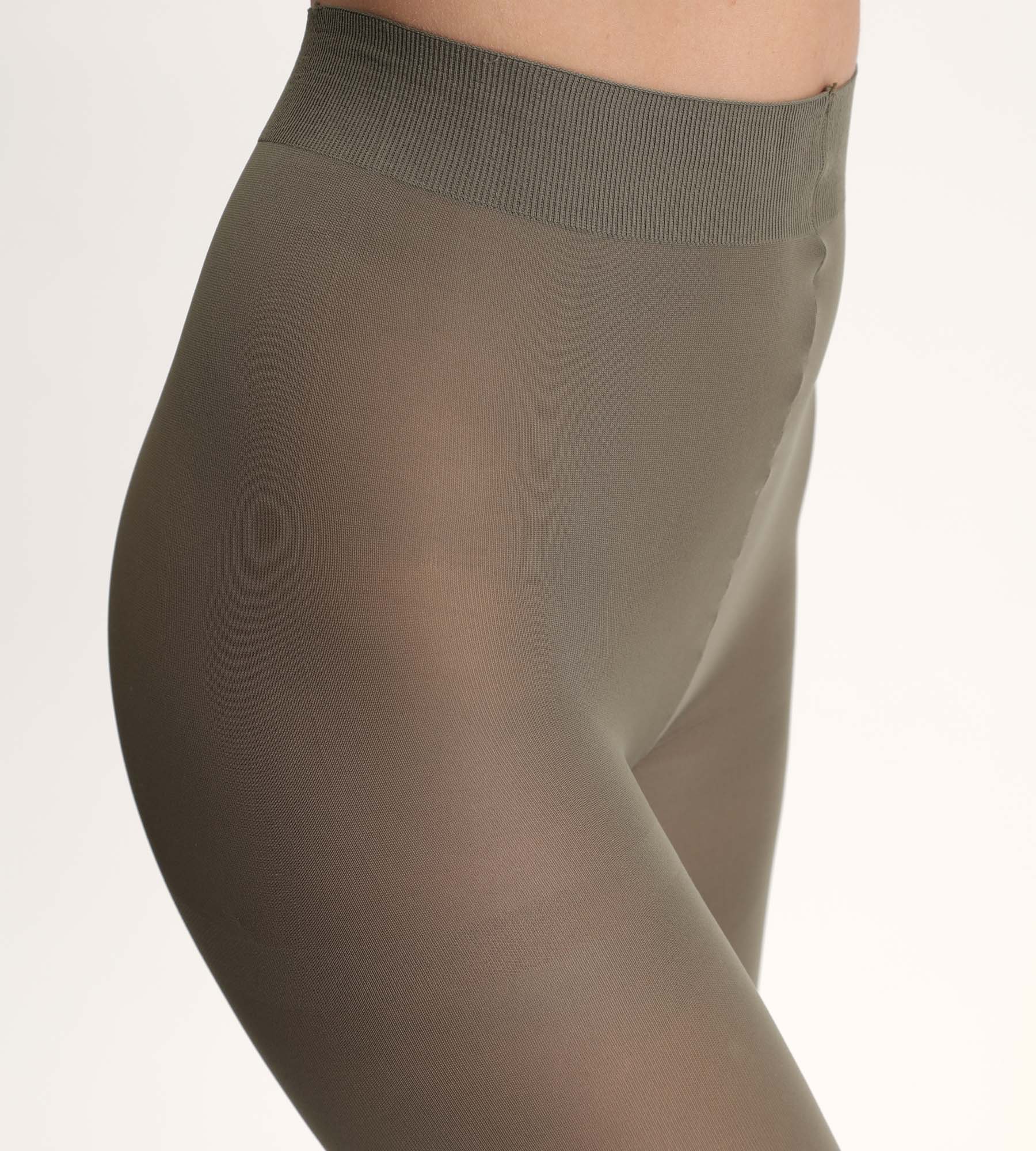 DIM Collant di velluto coprente color kaki Stile 50D