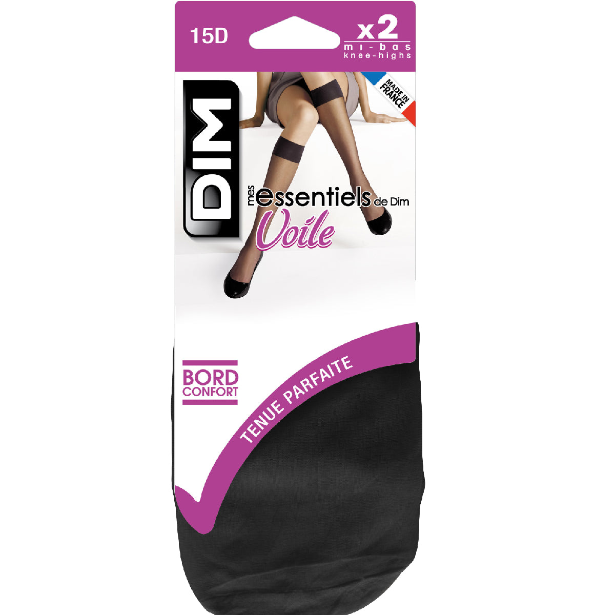 DIM Mes Essentiels 15D Pacco da 2 gambaletti in voile nero