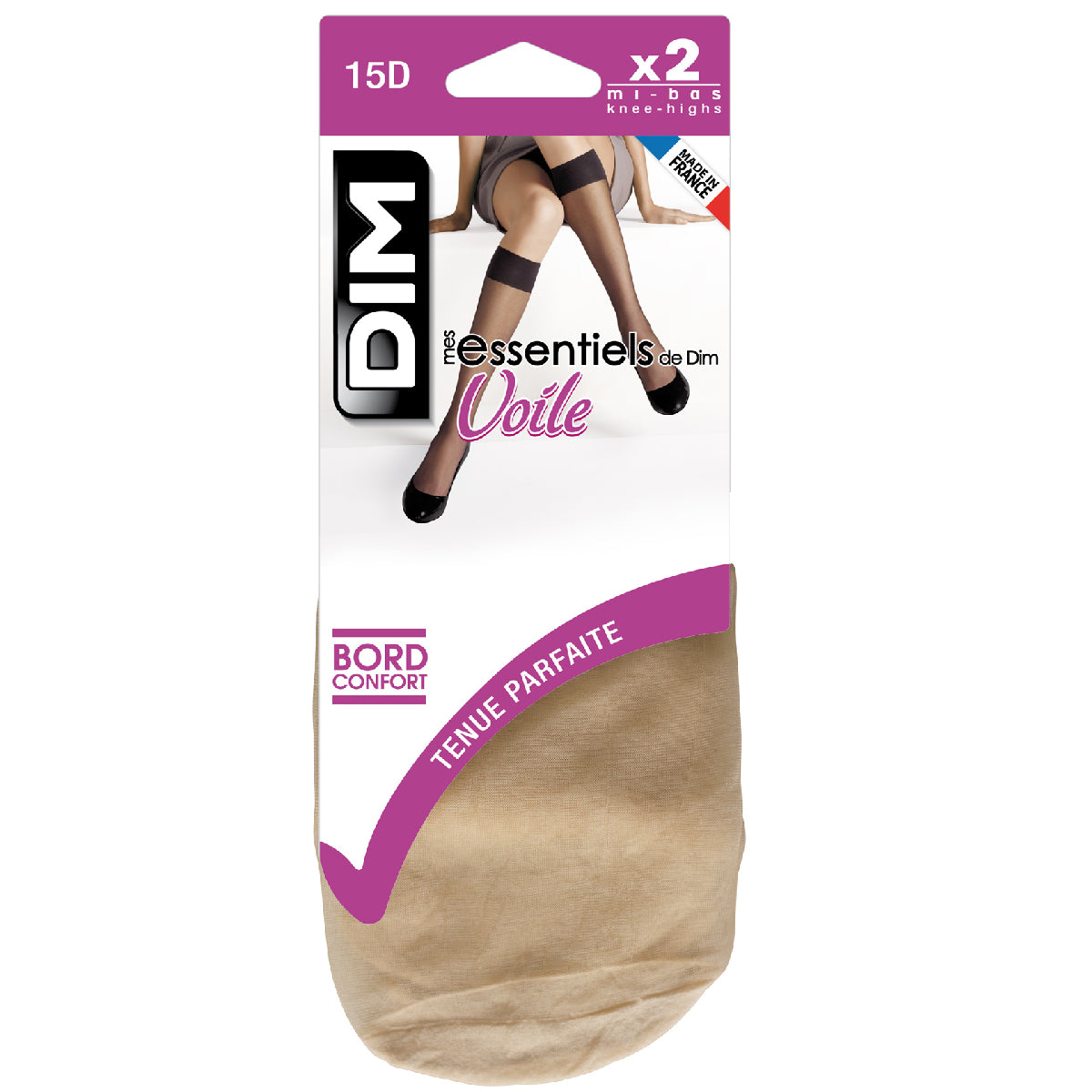 DIM Mes Essentiels 15D Pacco da 2 gambaletti in voile nero D2044M2-2M4