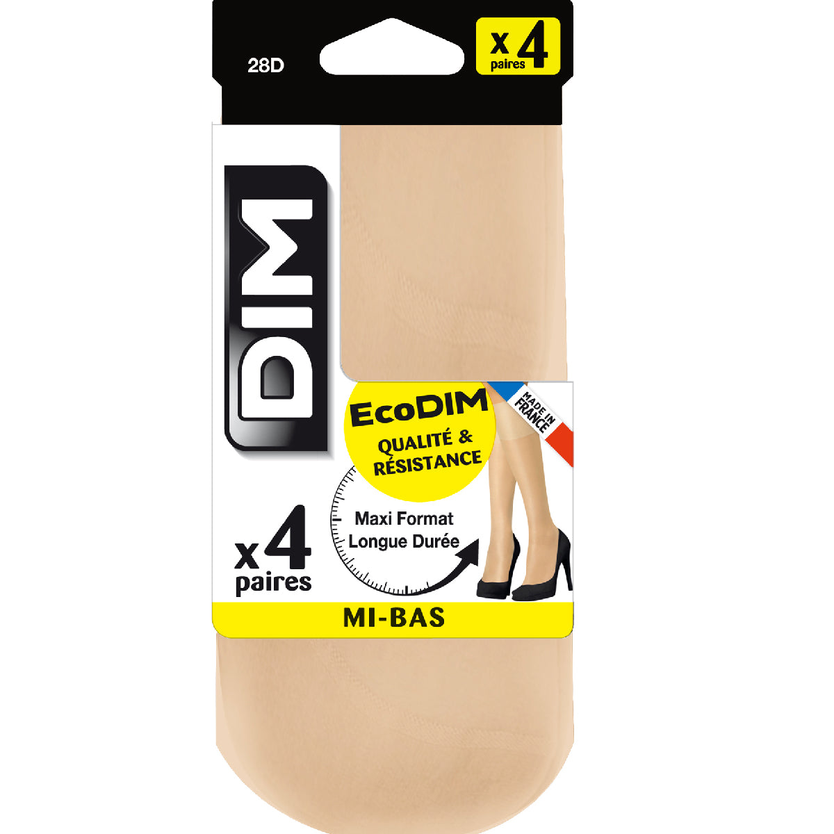 DIM Pacco da 4 gambaletti EcoDIM semiopachi in pelle scamosciata 28D