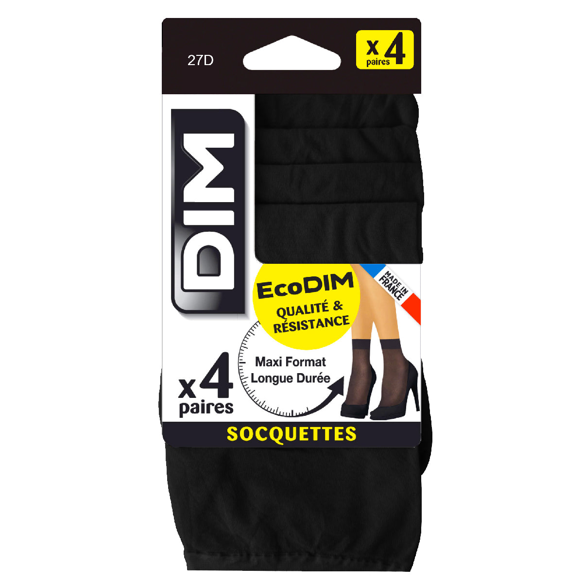 DIM Pacco da 4 calzini neri coprenti EcoDIM 30D