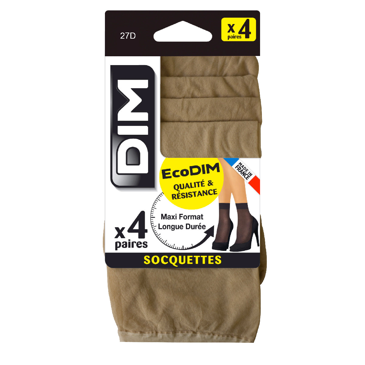 DIM Pacco da 4 calzini EcoDIM semiopachi in pelle scamosciata 30D