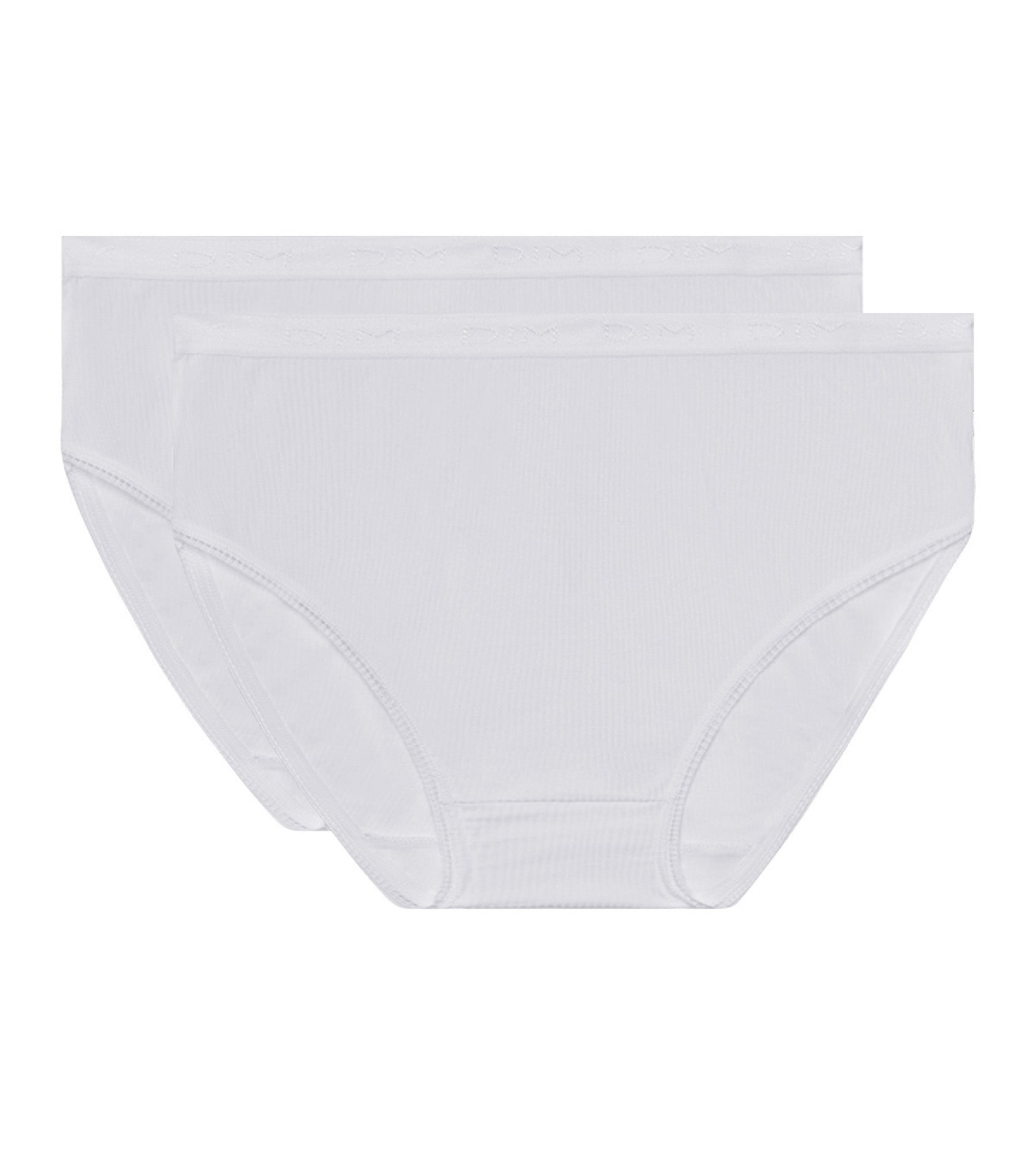 DIM Pacco da 2 slip top da donna in puro cotone bianco