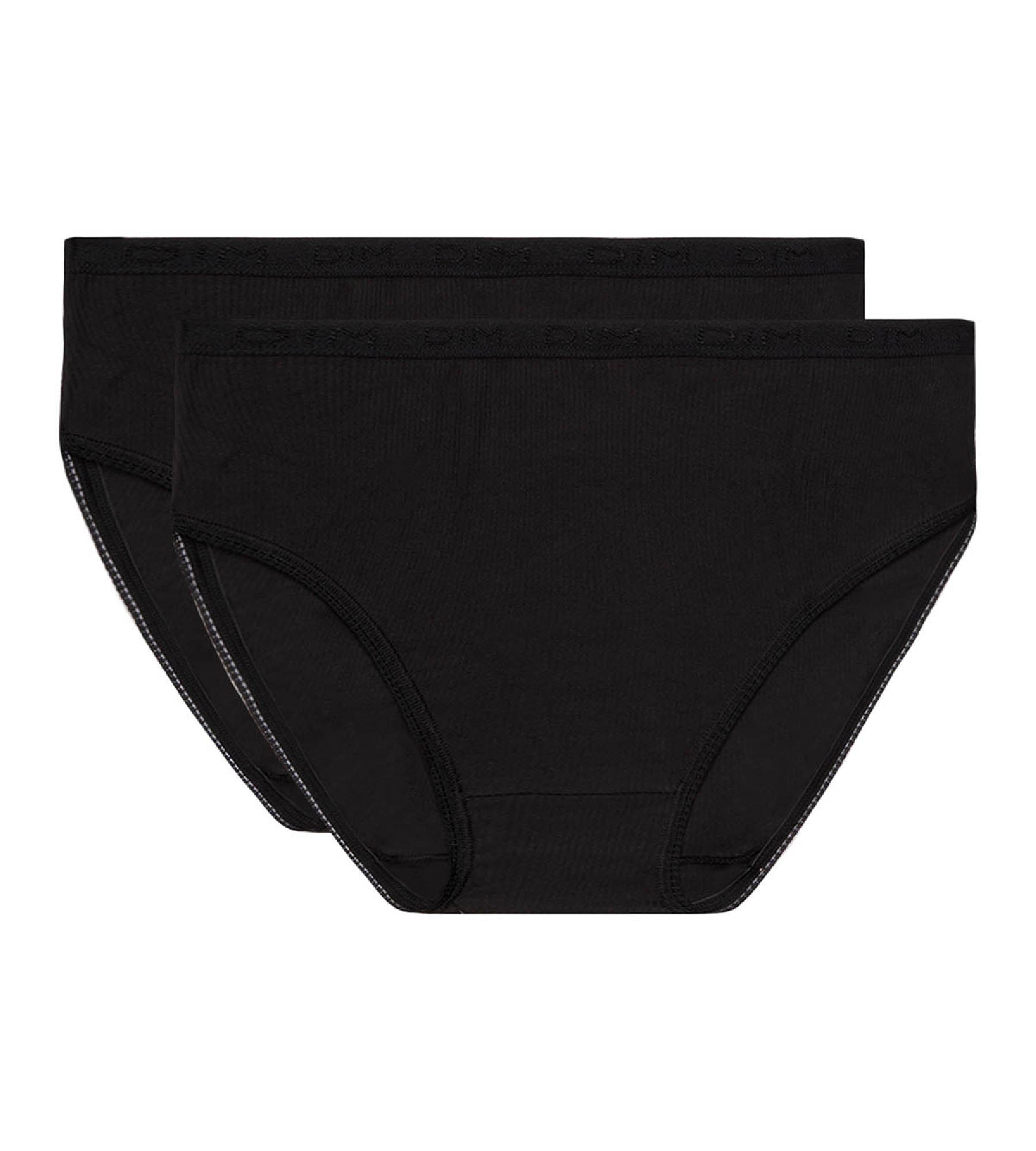 DIM Pacco da 2 slip top da donna in puro cotone nero