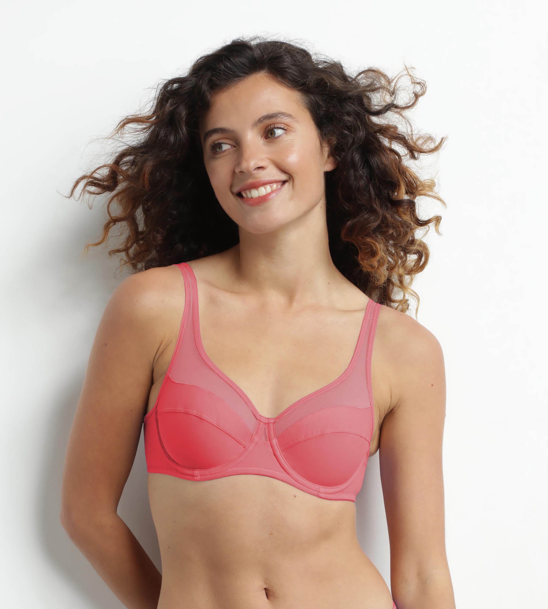 DIM Reggiseno push-on in microfibra e tulle Dim Generous Grenadine