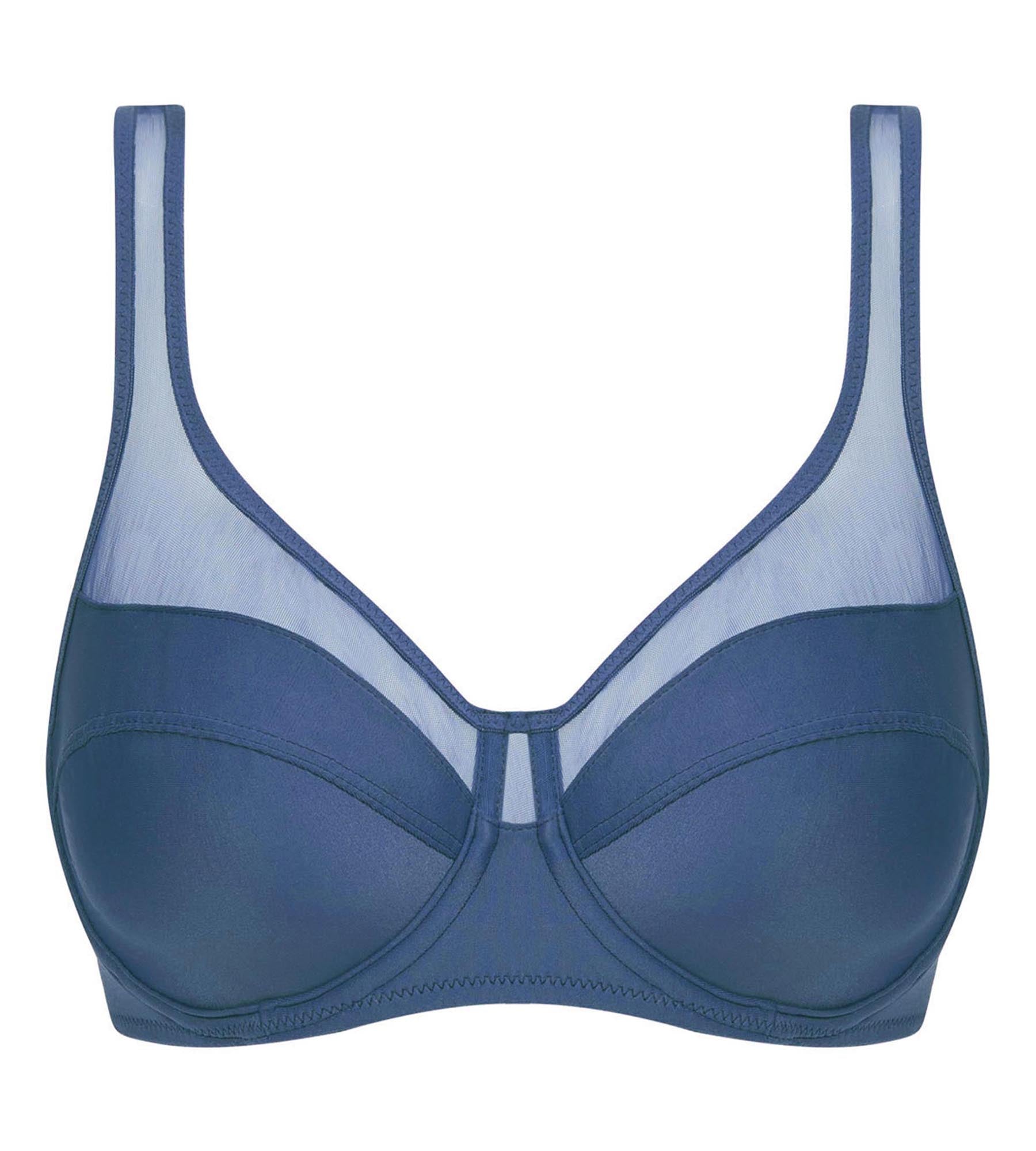 DIM Reggiseno push-on in microfibra e tulle Bleu Porcelaine Dim Generous