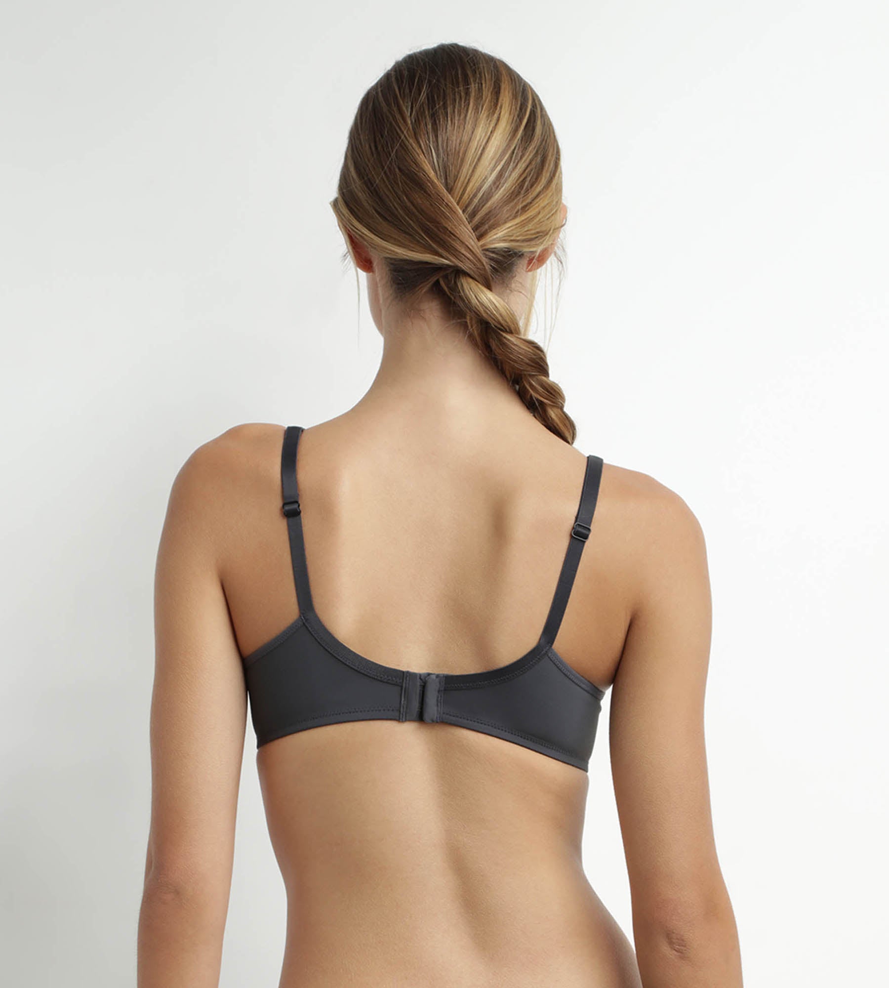 DIM Reggiseno a incastro in microfibra e tulle grigio Generous Dim