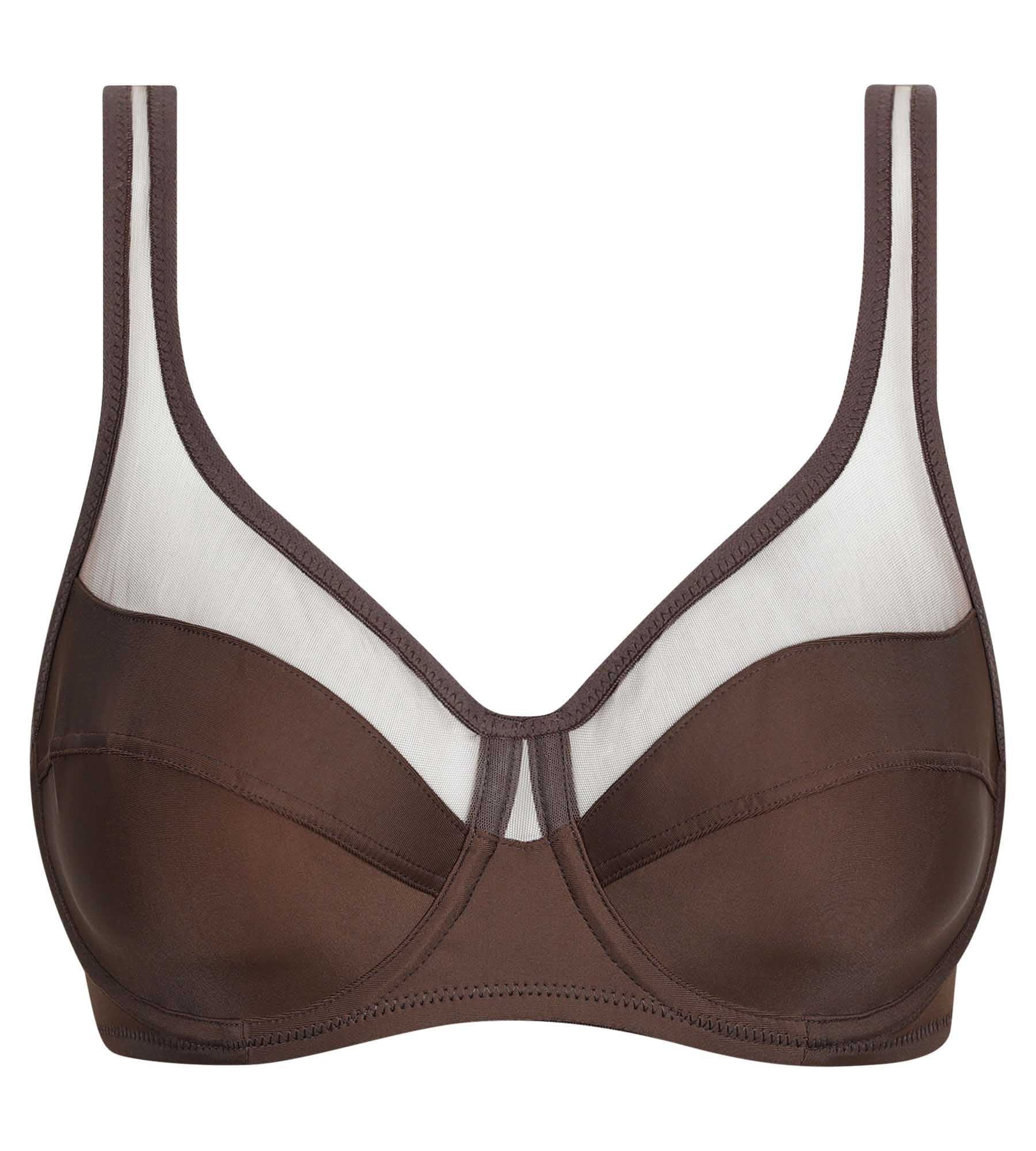 DIM Reggiseno contenitivo in microfibra e tulle marrone Dim Generous