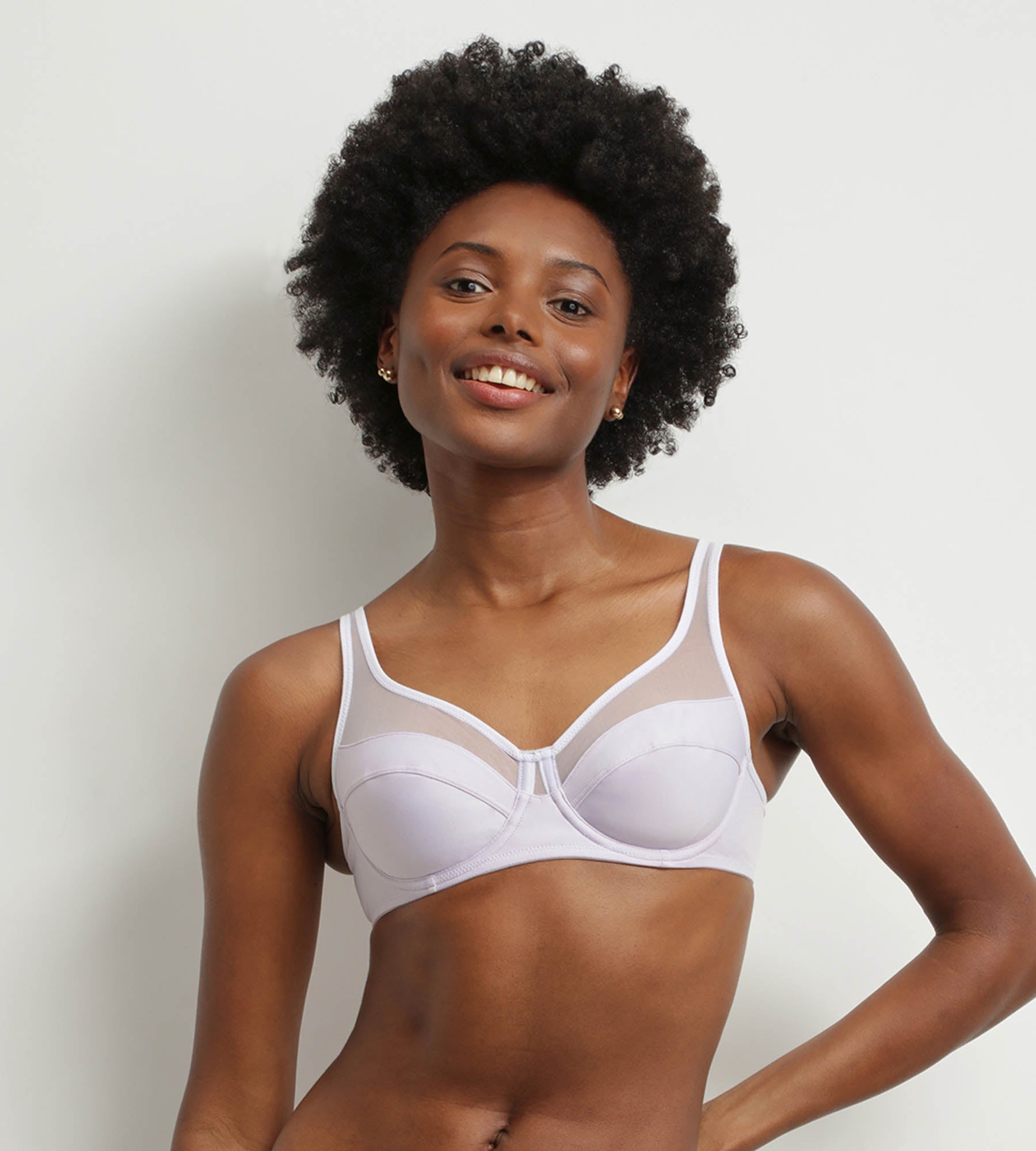 DIM Reggiseno con ferretto in microfibra e tulle Grigio Viola Dim Generous