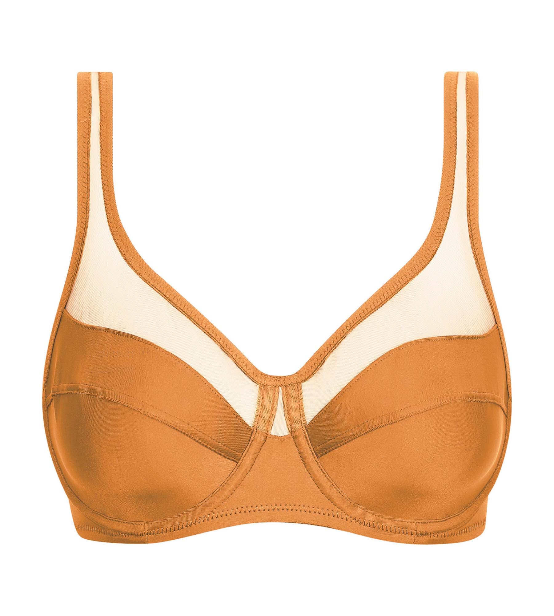 DIM Reggiseno push-on in microfibra e tulle marrone arancio Dim Generous