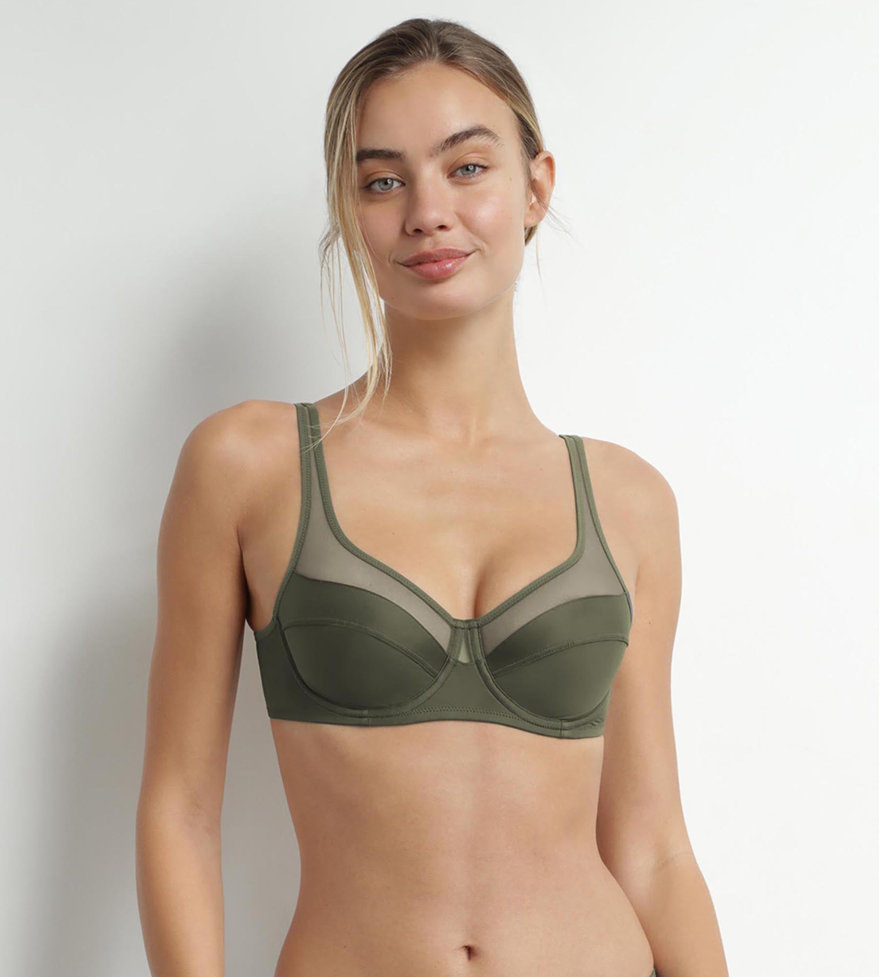 DIM Reggiseno push-on in microfibra e tulle verde Dim Generous