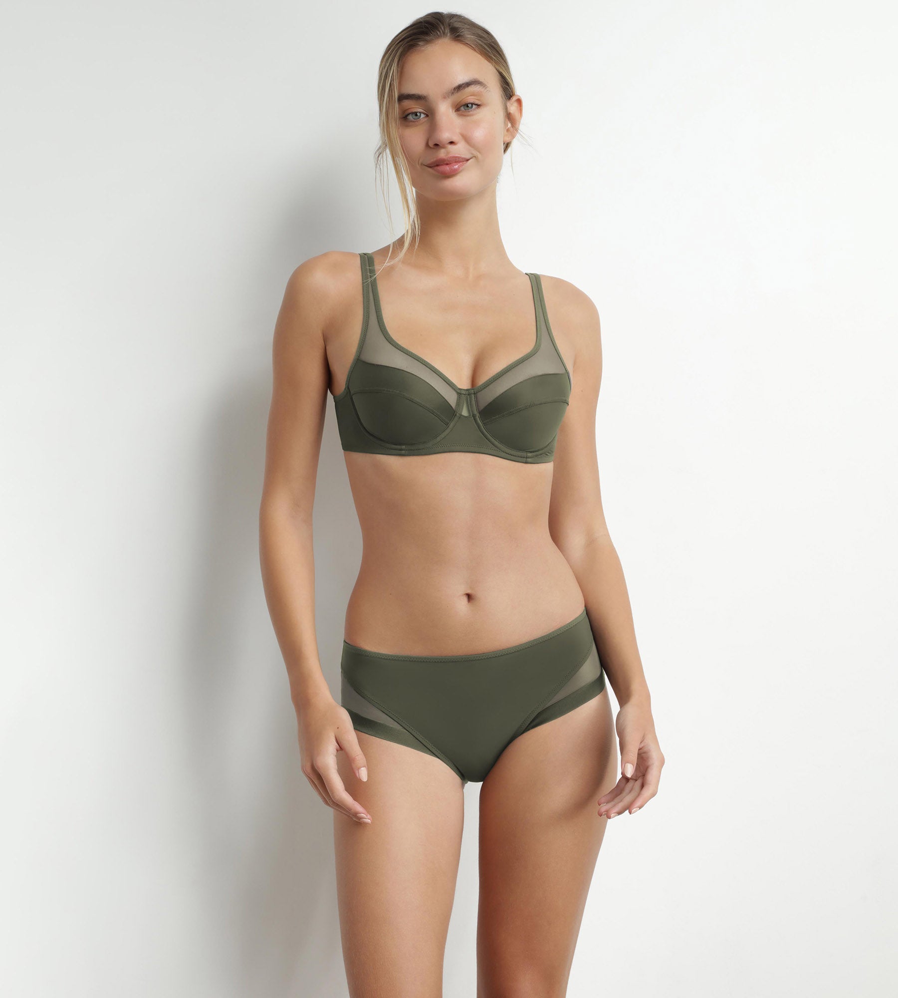 DIM Reggiseno push-on in microfibra e tulle verde Dim Generous
