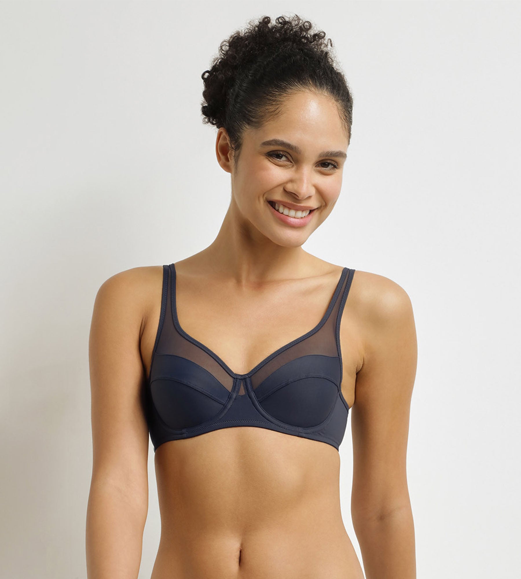 DIM Reggiseno coppa piena Generous in microfibra e tulle Grigio blu formale