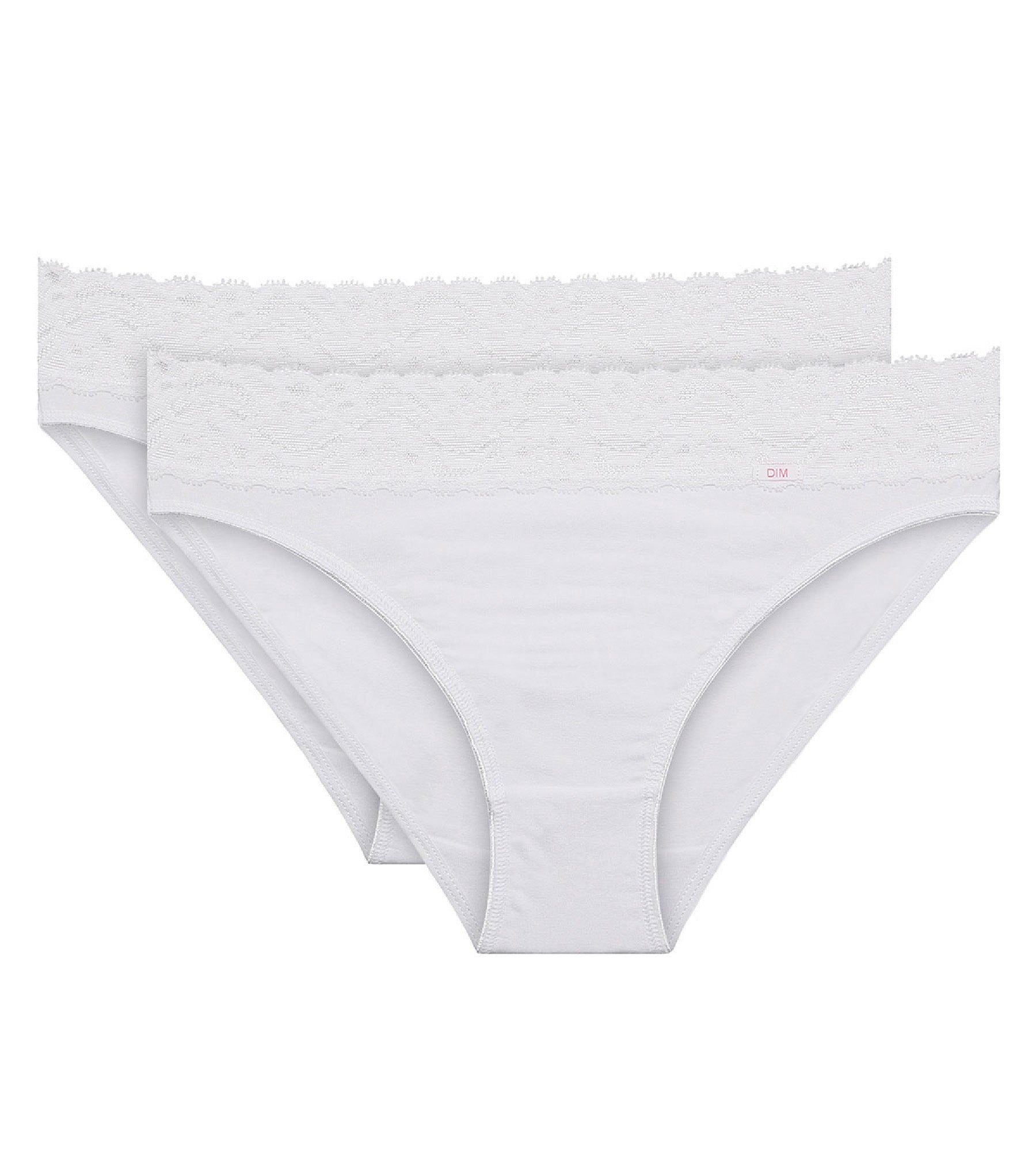 DIM Pacco da 2 slip midi in cotone bianco Plus Feminine