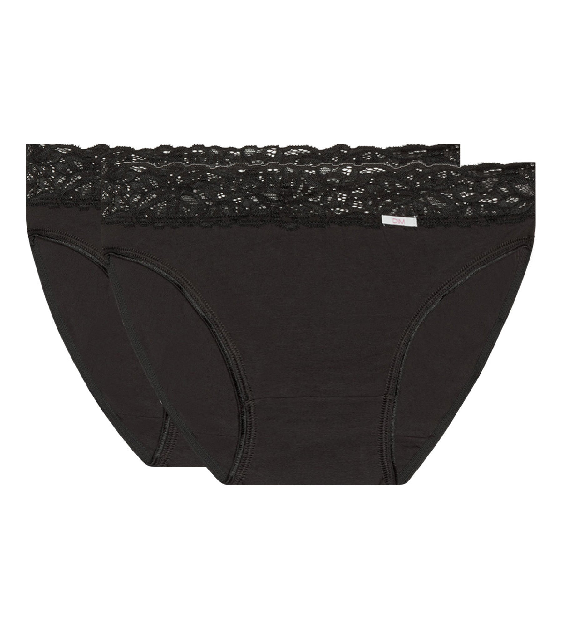 DIM Pacco da 2 slip midi in cotone Plus Feminine nero