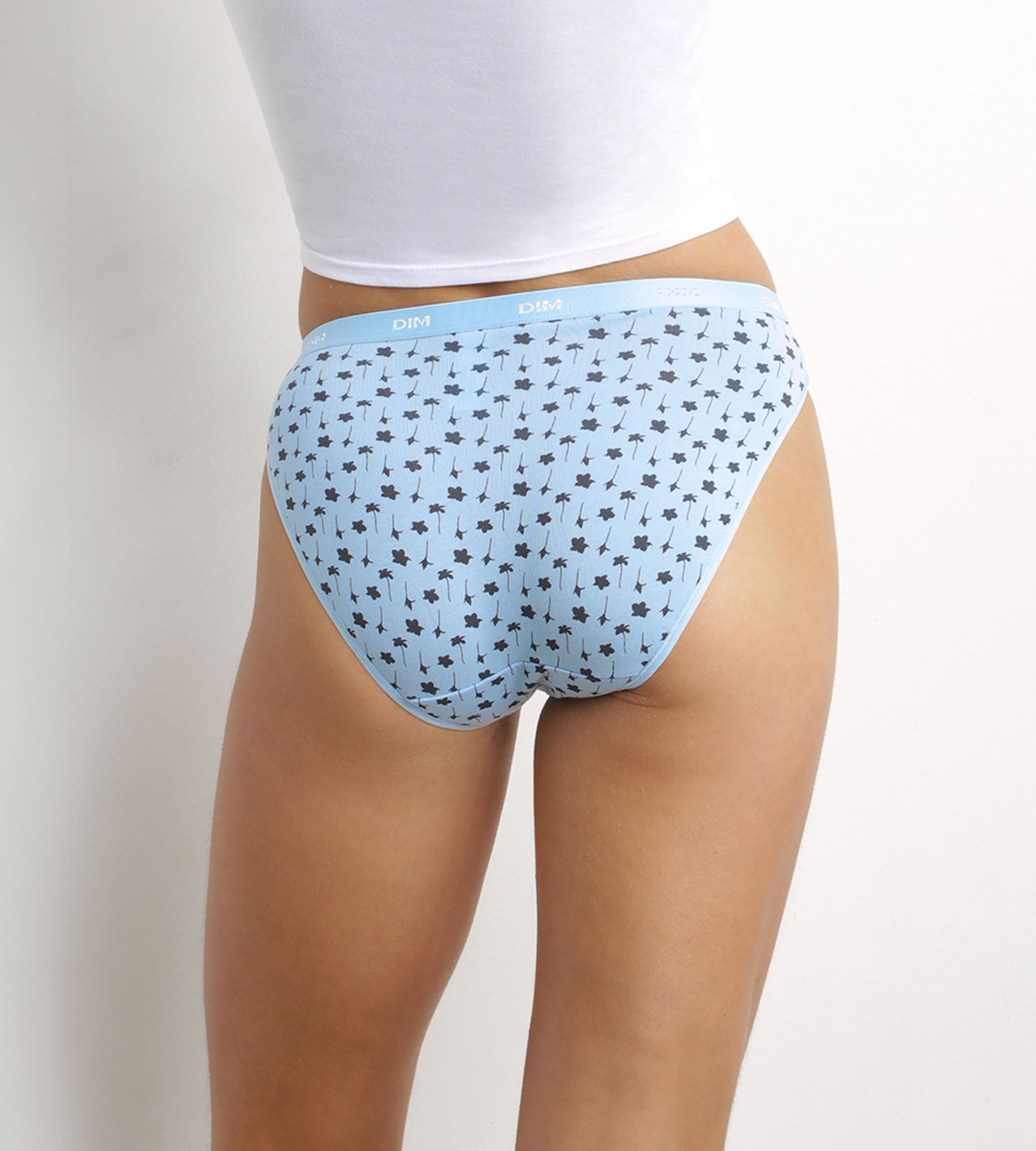 DIM Pacco da 5 slip donna in cotone elasticizzato floreale Blu Les Pockets