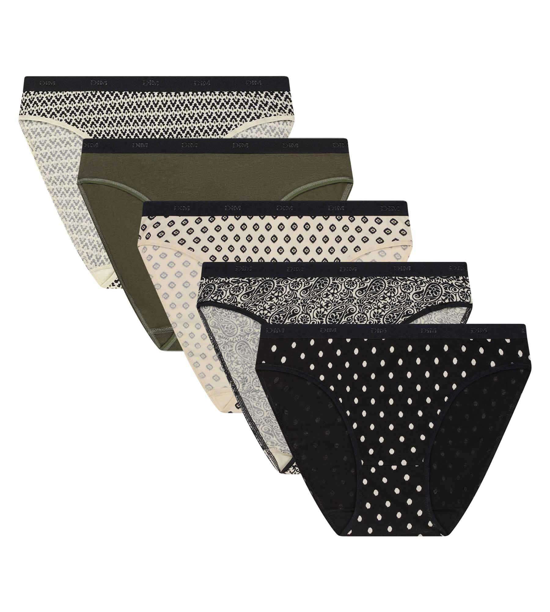 DIM Les Pockets Slip in cotone nero Pacco da 5 pezzi