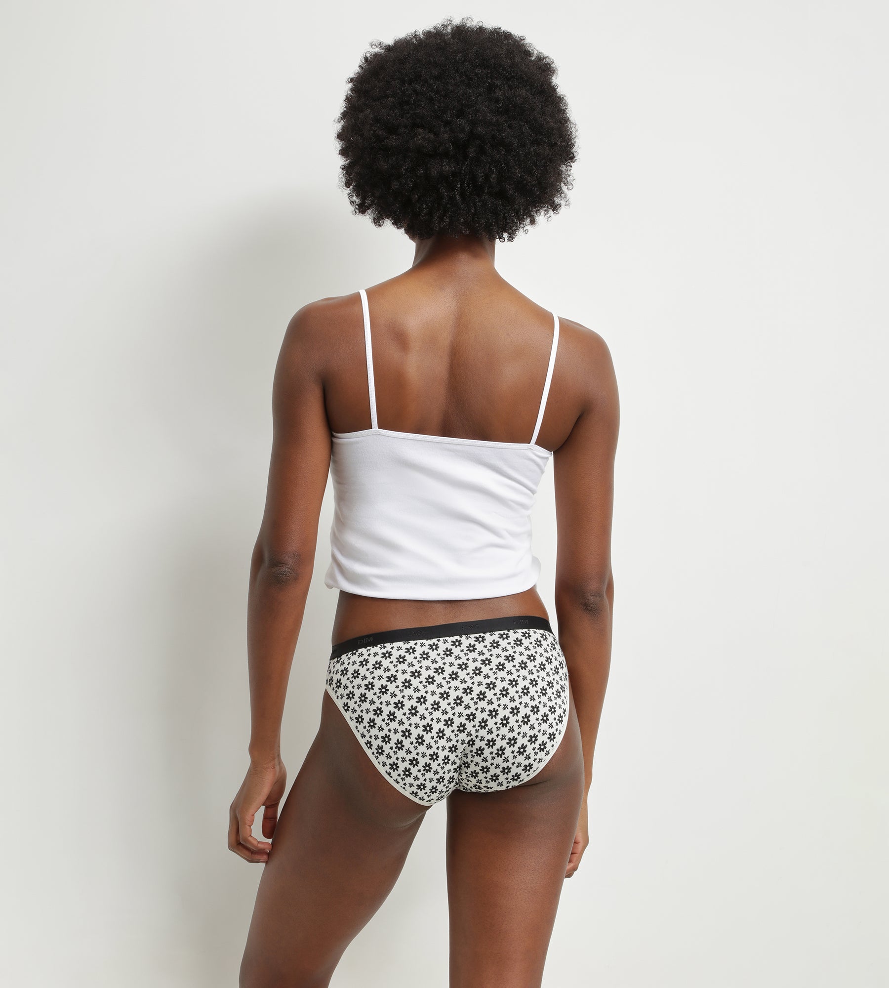 DIM Pacco da 3 slip in cotone elasticizzato a fiori Bianco Nero Les Pockets