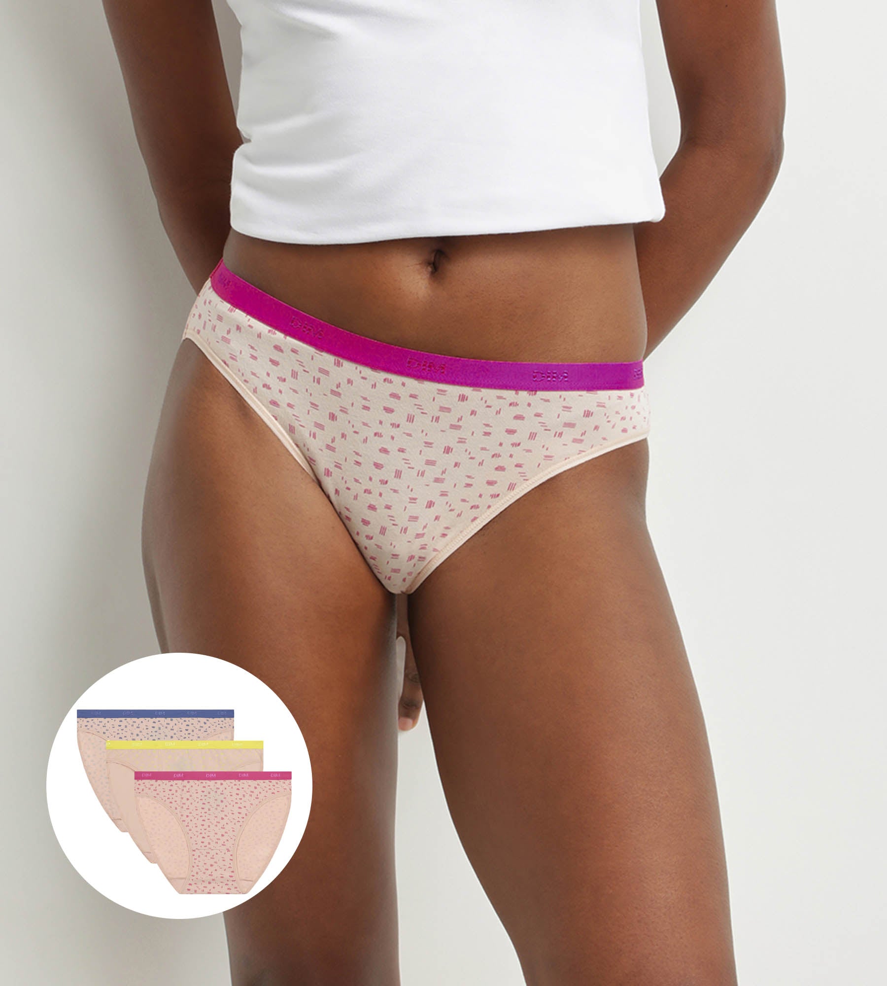 DIM Les Pockets Pacco da 3 slip in cotone elasticizzato fluorescente