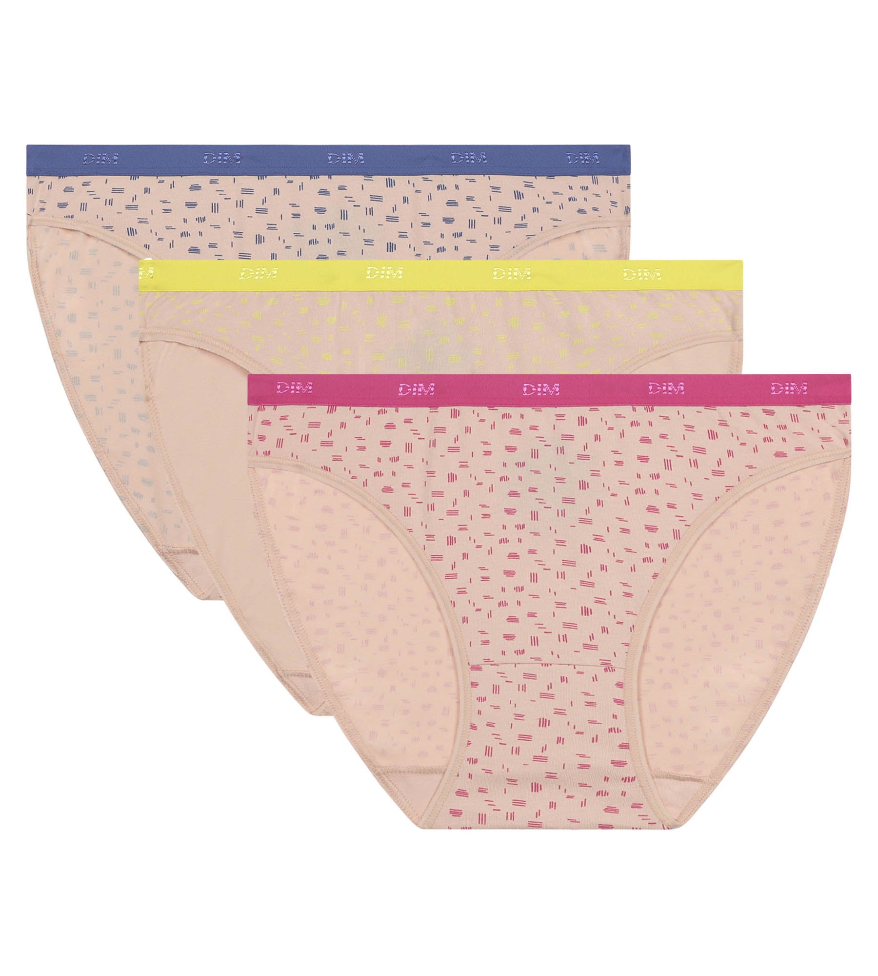 DIM Les Pockets Pacco da 3 slip in cotone elasticizzato fluorescente