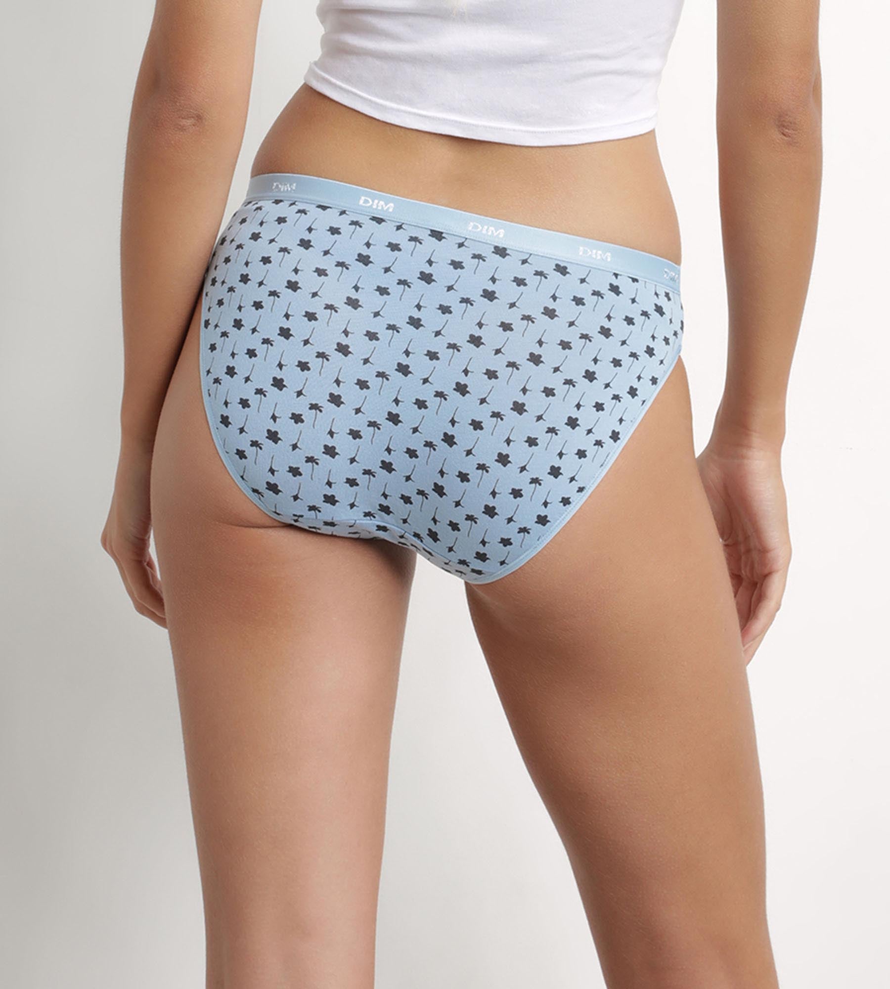 DIM Les Pockets Pacco da 3 pezzi in cotone elasticizzato blu floreale