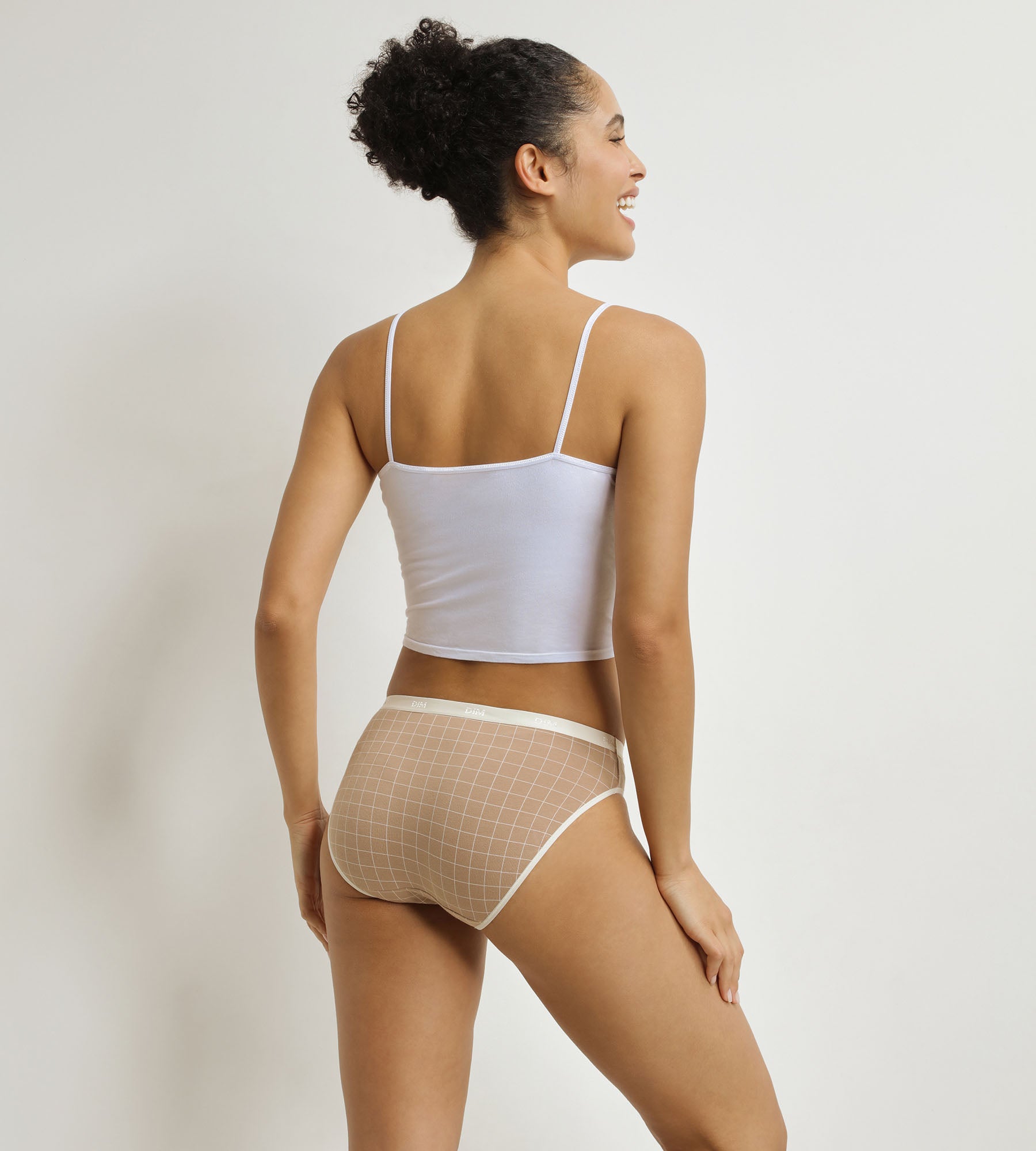 DIM Pacco da 3 slip da donna con motivo a percalle Ecrù Blu Beige Les Pockets