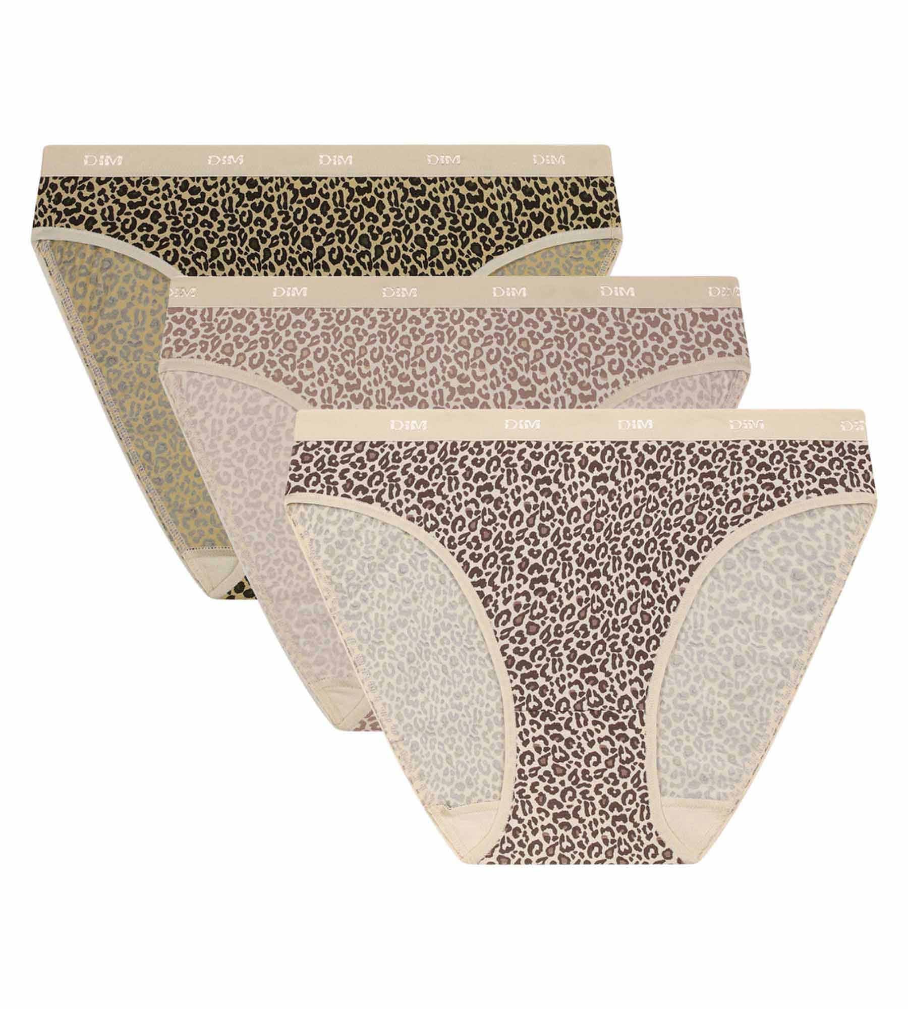 DIM Pacco da 3 slip donna leopardati Ecru Beige Les Pockets