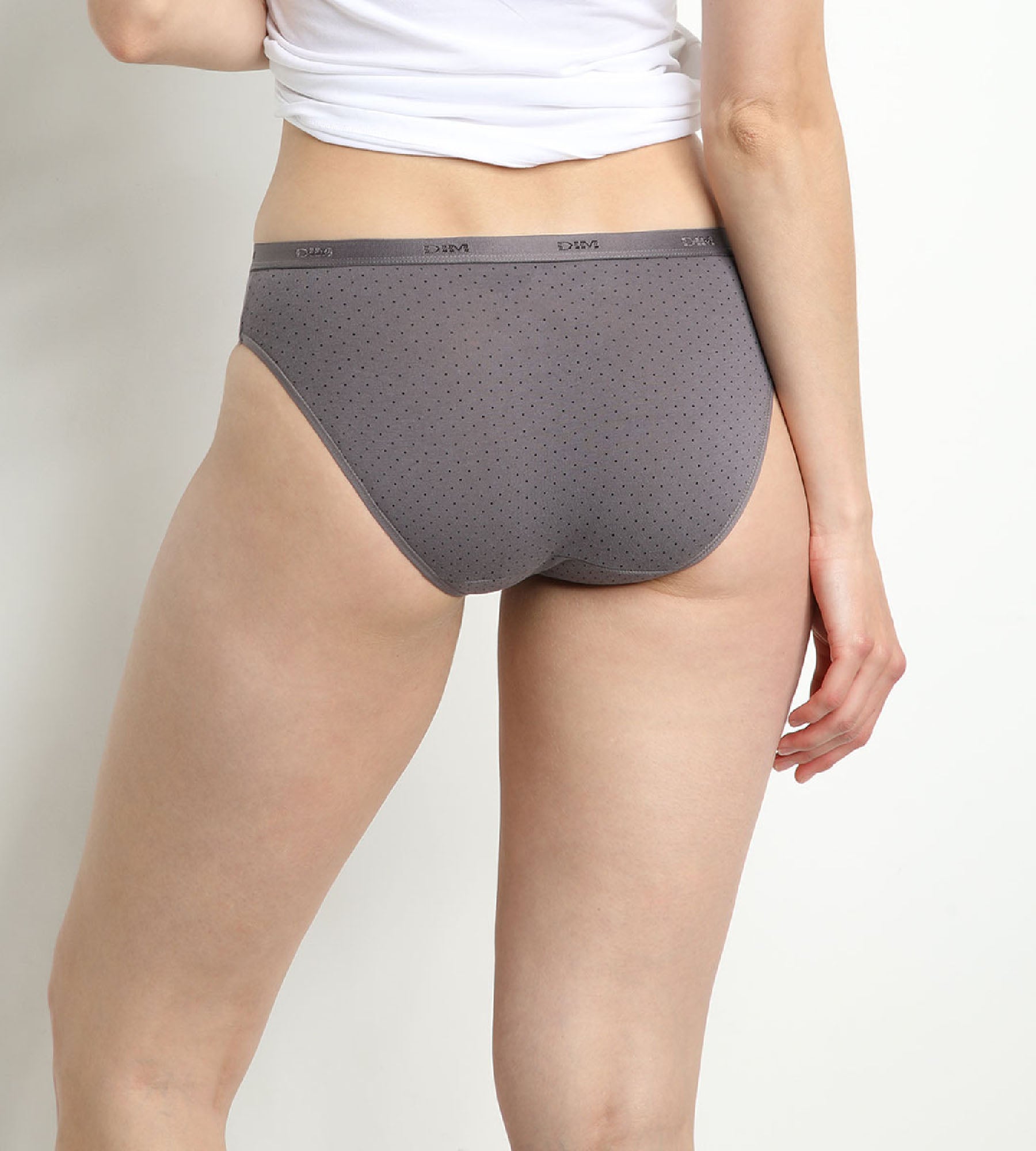 DIM Slip donna in cotone stampato nero e grigio Les Pockets Pacco da 3 pezzi